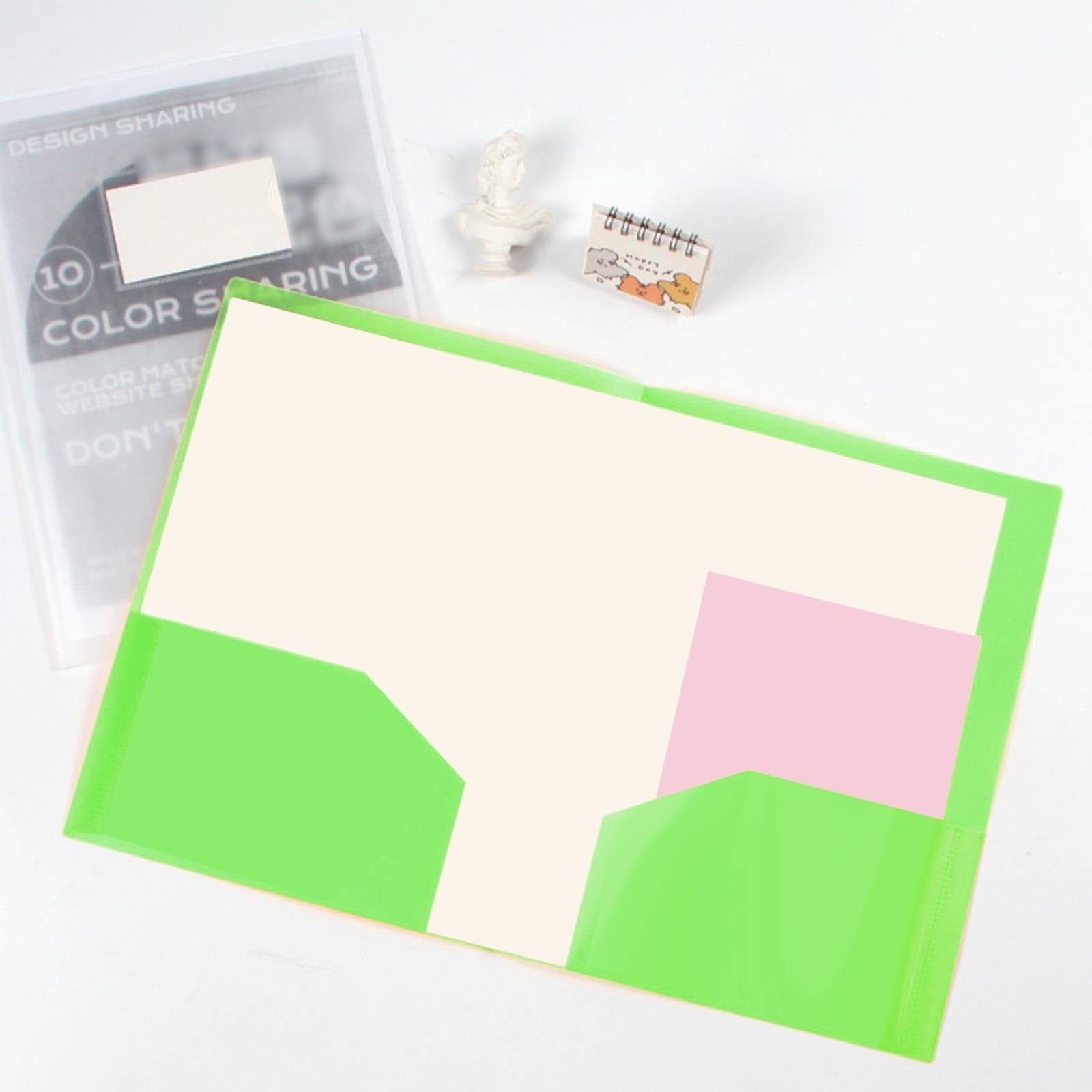 ZOURIH Plastic Folders with Pockets , 2 Pocket Poly Folders for School, Home or Office, Durable Acid-Free Poly, Includes Removable Adhesive Labels