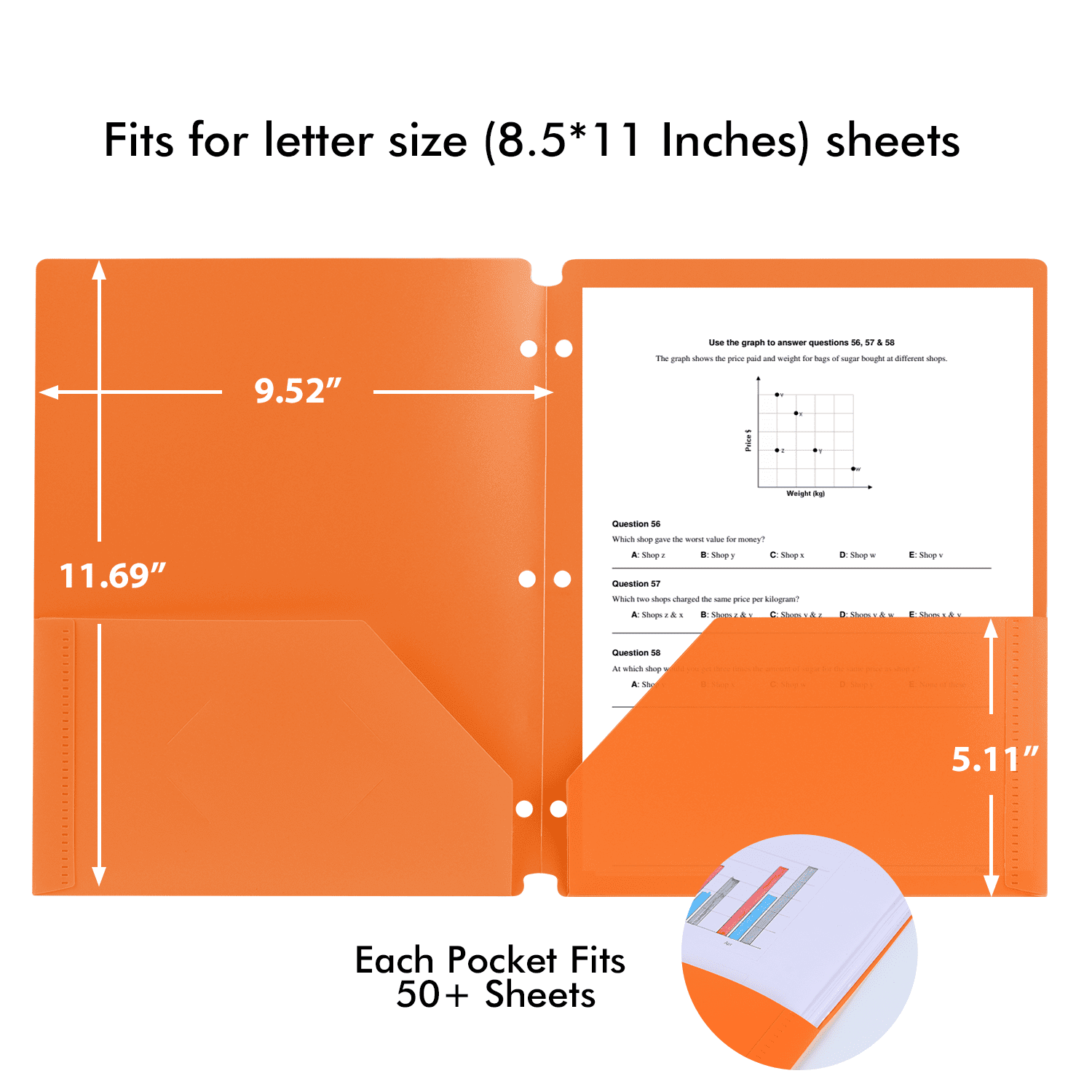 Aipker Plastic Folders with Pockets and Business Card Slots, 3 Hole Punched, Set of 7 Pack