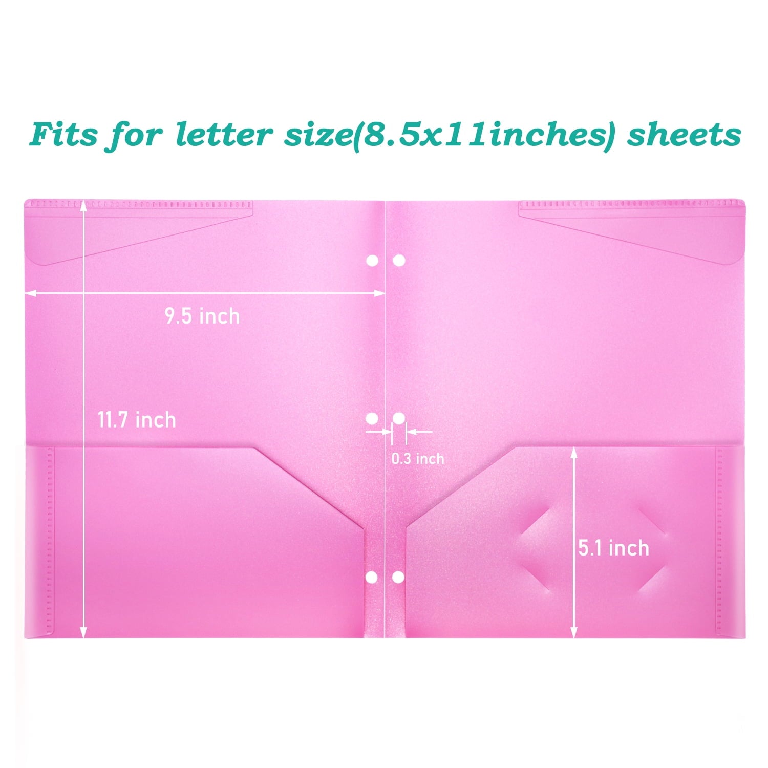 RYWESNIY Heavy Duty Plastic Folders with Pockets and 3 Holes, 2 Pocket Folders for School Fit 3 Ring Binder, Letter Size, Assorted Colors, 6 Pack