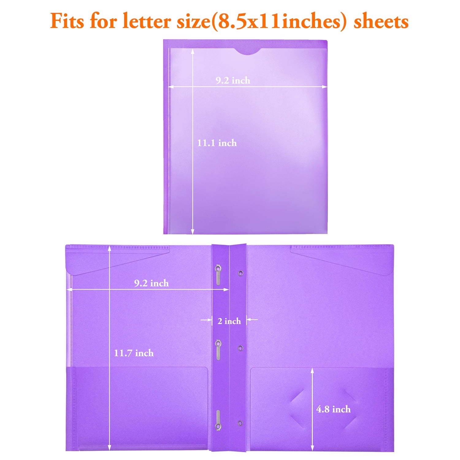 RYWESNIY 3 Prong Pocket Folders with Clear Front Pocket,Heavy Duty Plastic Folders,Assorted Colors,16 Pack