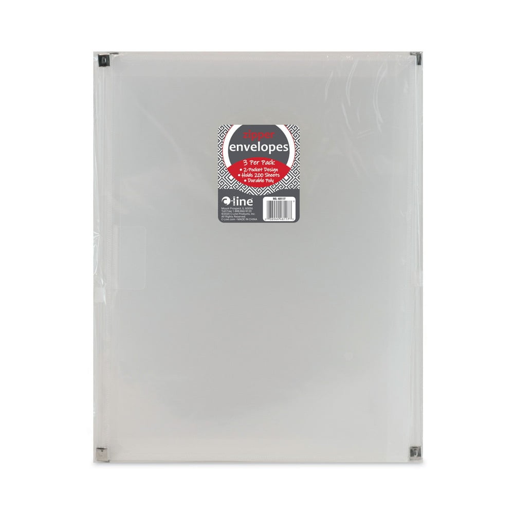 C-Line Zip 'N Go Zippered Expanding Poly Pockets, 13in x 10in, Clear, 3 Pack