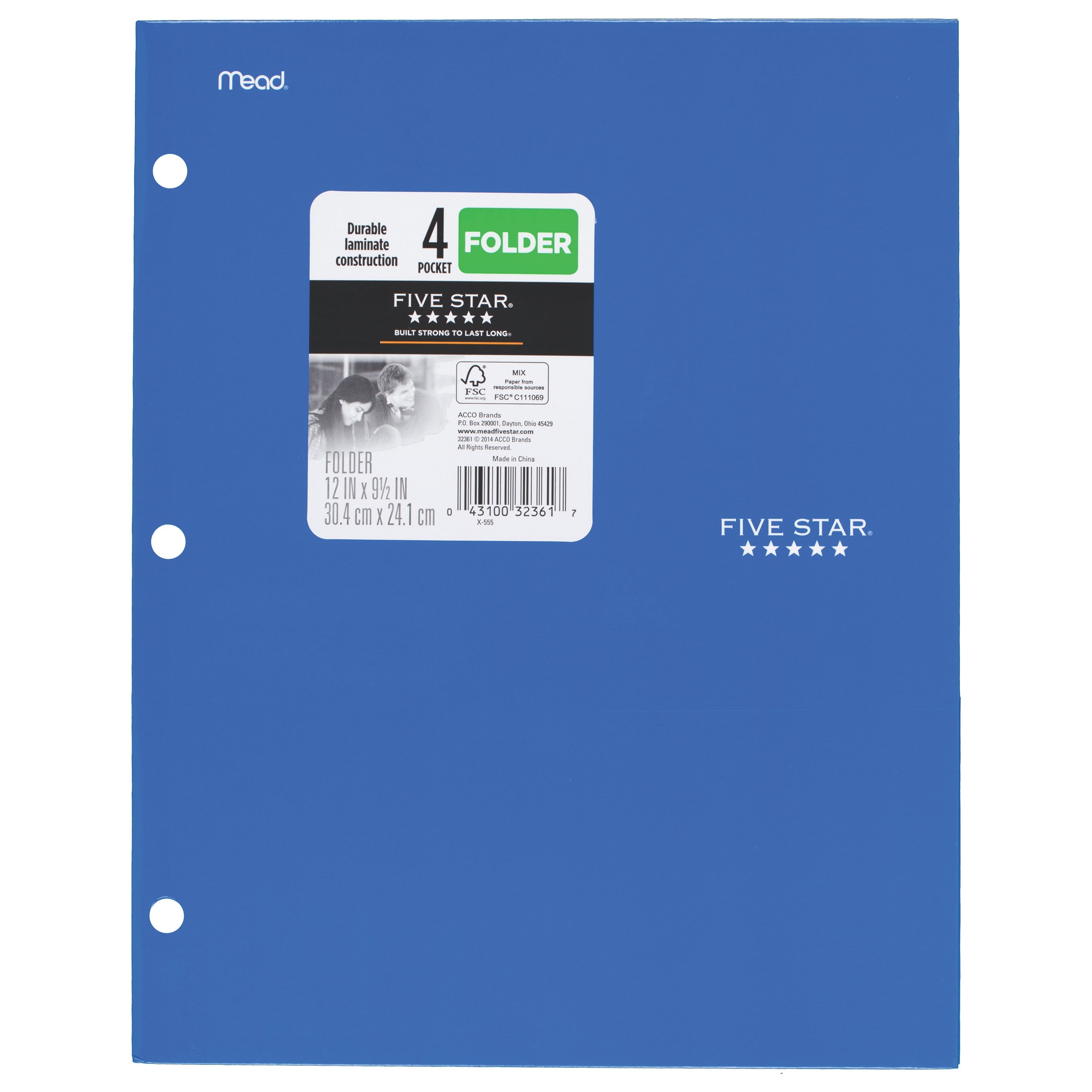 Five Star 4-Pocket Paper Folder, Royal Purple (33537)