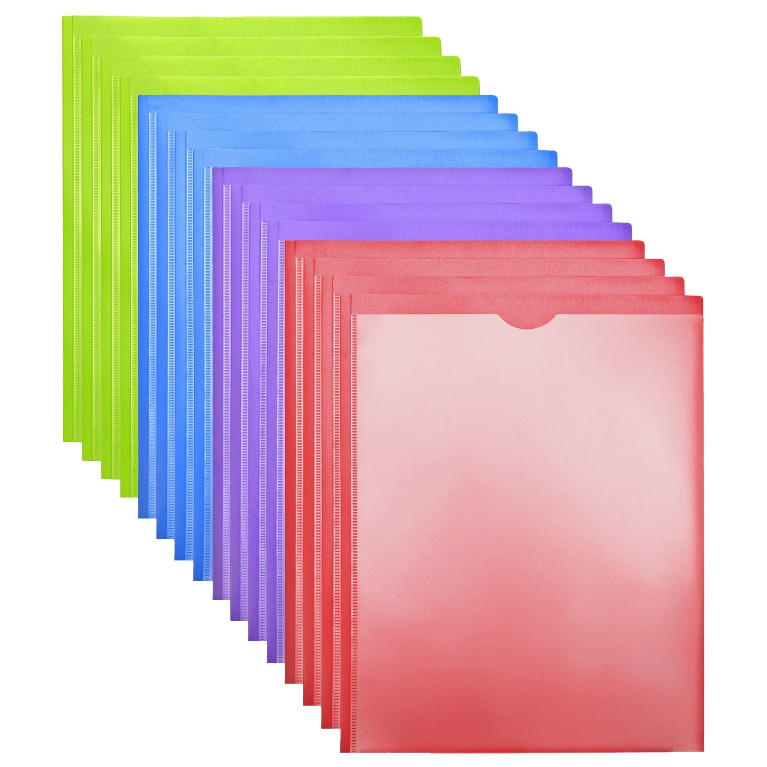 RYWESNIY 3 Prong Pocket Folders with Clear Front Pocket,Heavy Duty Plastic Folders,Assorted Colors,16 Pack