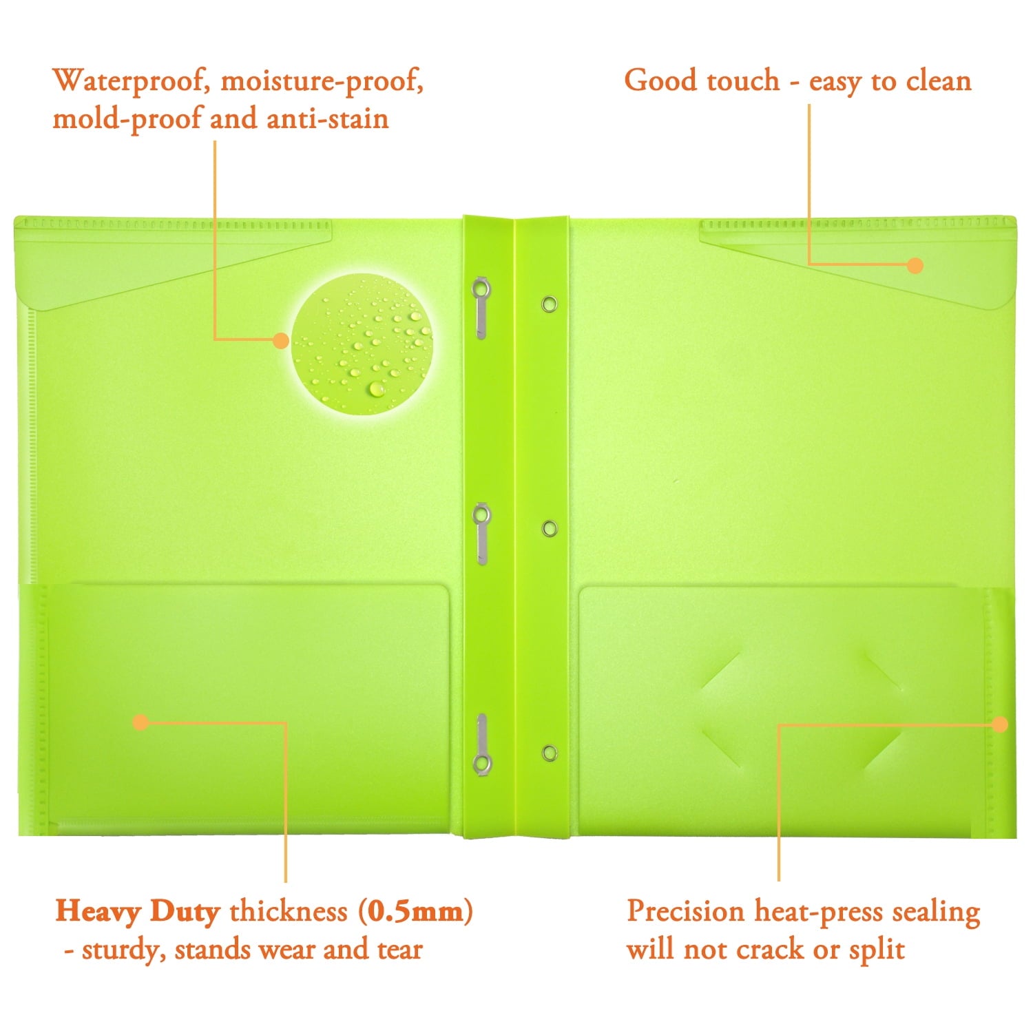 RYWESNIY 3 Prong Pocket Folders with Clear Front Pocket,Heavy Duty Plastic Folders,Assorted Colors,16 Pack