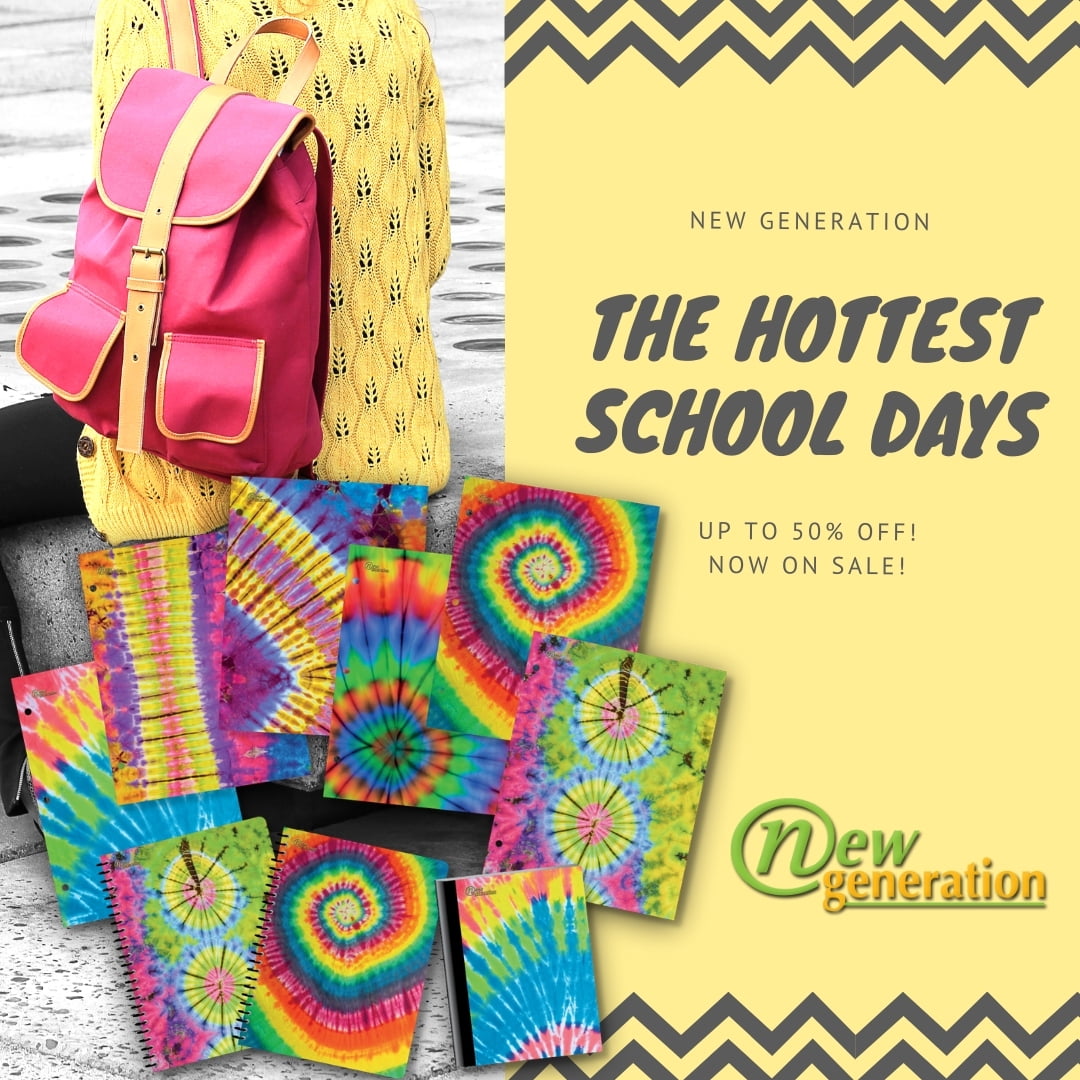 New Generation Tie Dye 2-Pocket Folders, Assorted Colors, 6 Count