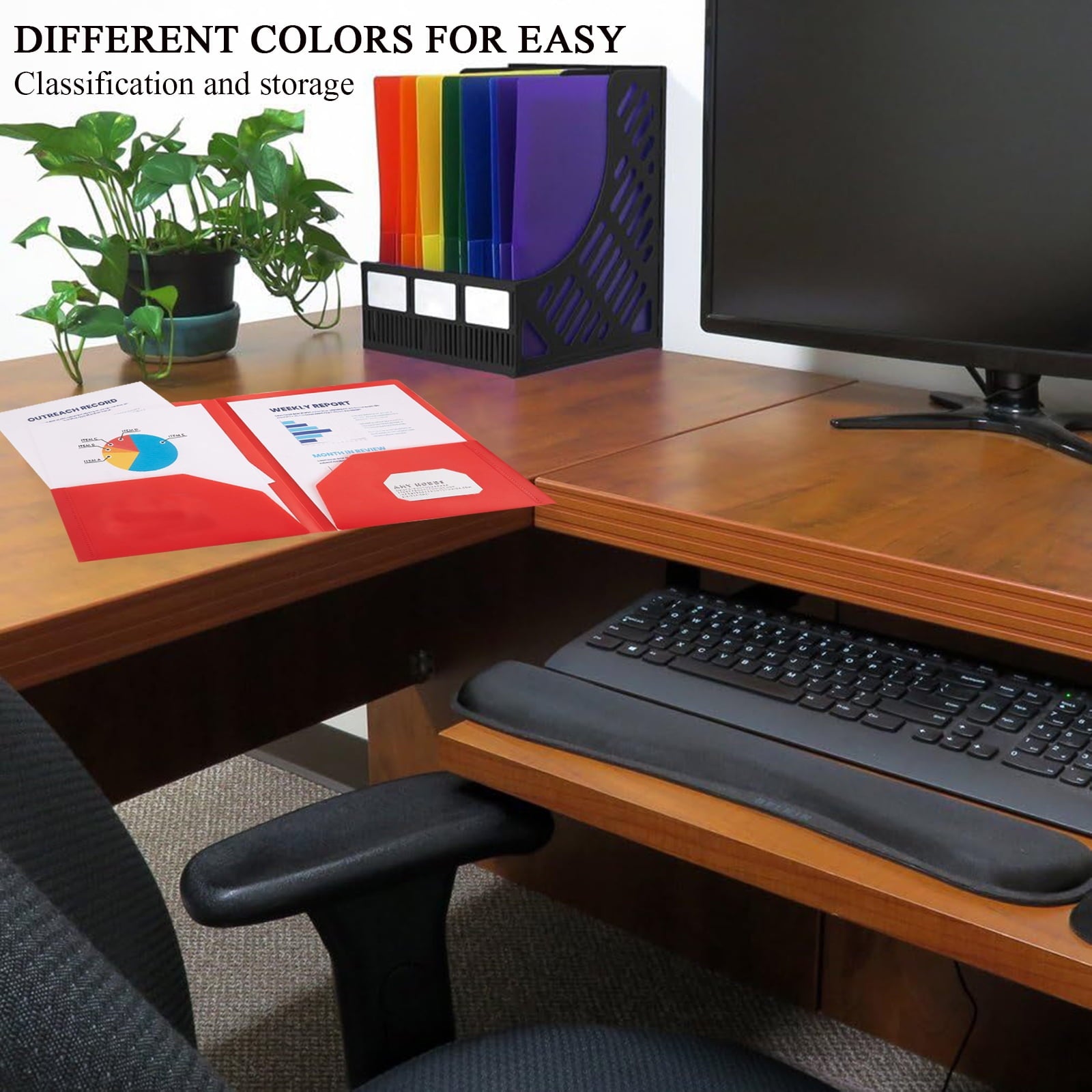 Plastic Folders with Pockets (8 Pack, Assorted Colors), Durable Heavy Duty File Folders with Business Card Slot, 2-Pocket Folder for Schoolwork & Office,Letter Size