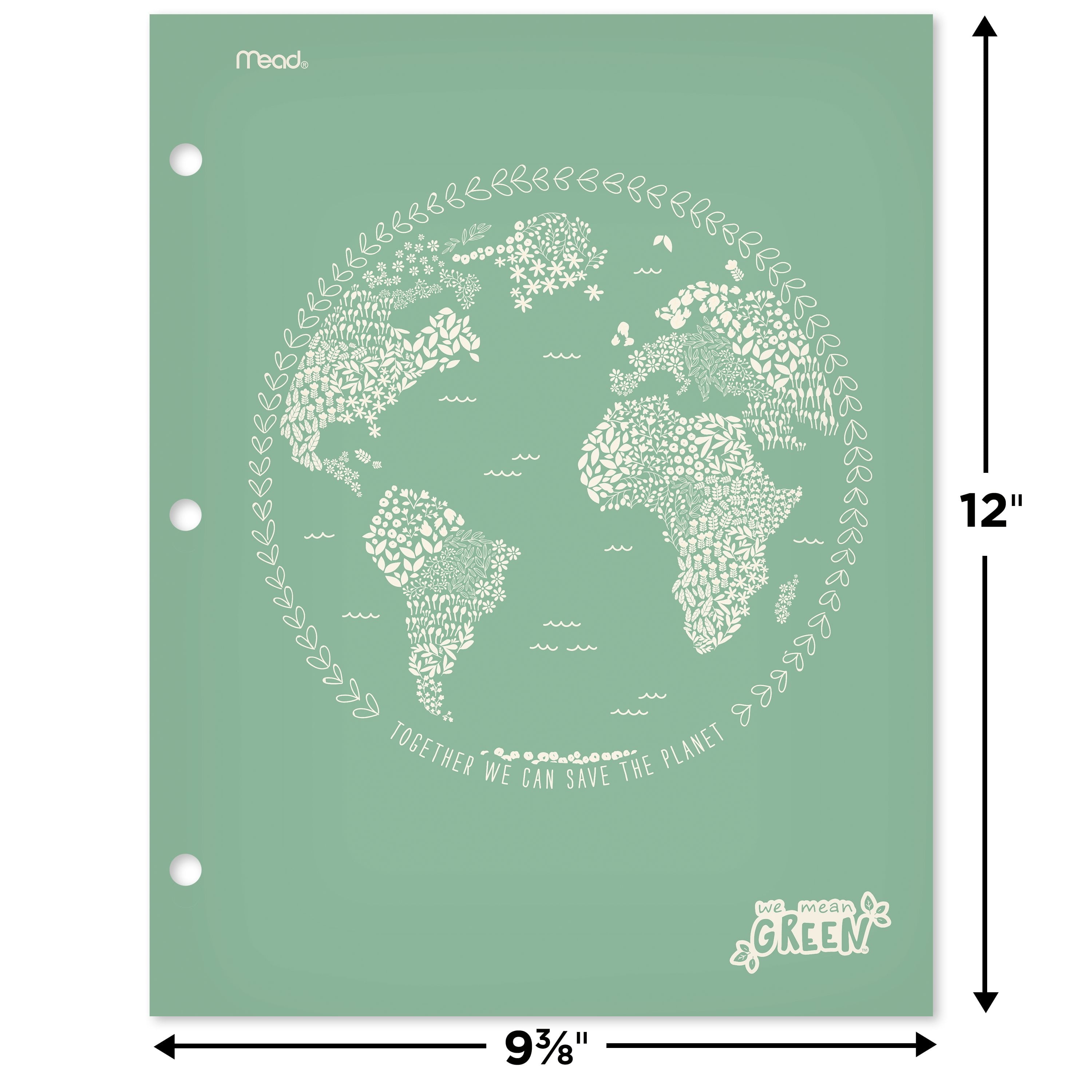 Mead We Mean Green 2-Pocket Paper Folder, 2 Pack, Yellow and Green (331761FB-WMT)