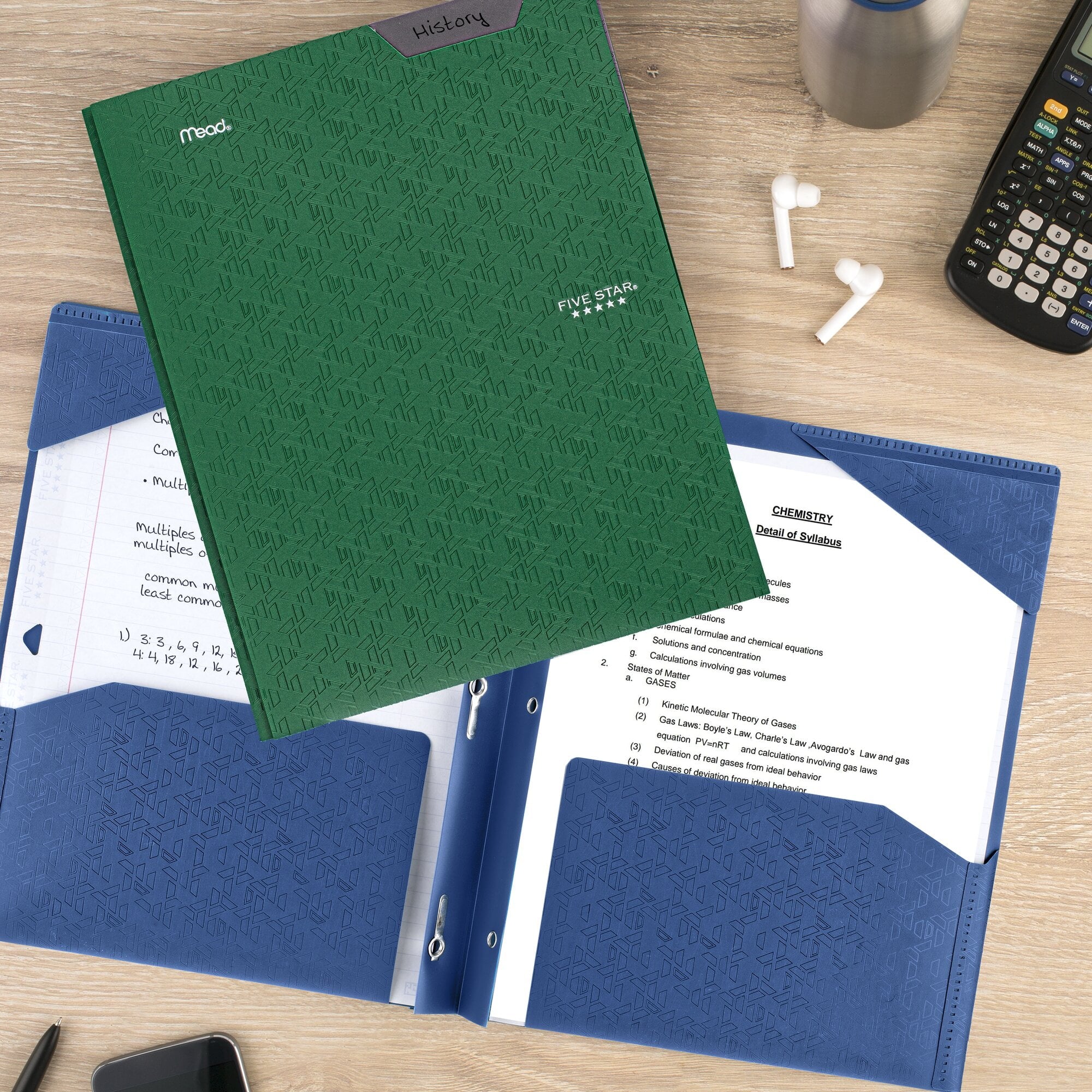 Five Star Stay-Put Plastic Pocket and Prong Folder Forest Green - Pocket And