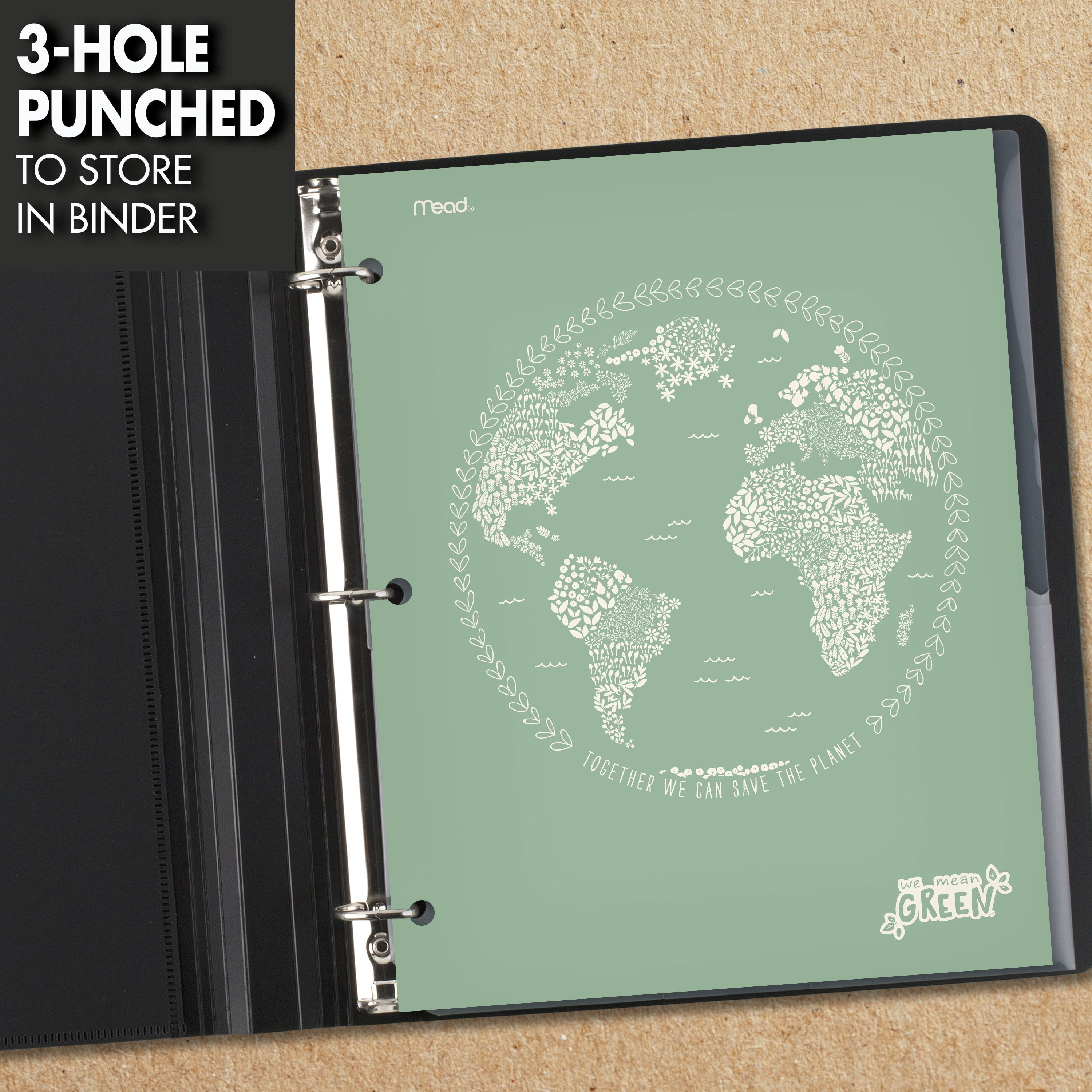 Mead We Mean Green 2-Pocket Paper Folder, 2 Pack, Yellow and Green (331761FB-WMT)