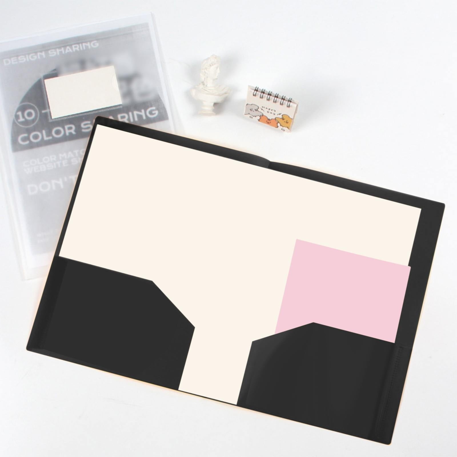 Plastic Folders with Pockets (1 Pack,Black Colors),Durable Heavy Duty File Folders with Slot,2-Pocket Folder for Schoolwork & Office,Letter Size,Vinyl Folders with Pockets,Assorted Fashion Colors