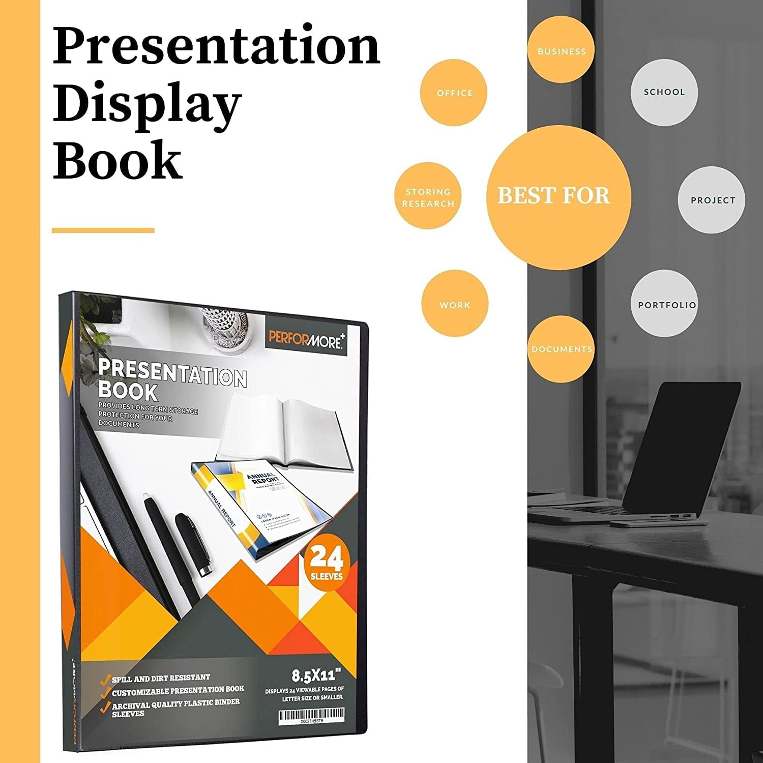 2 Pack of Presentation Folder, 24 Pocket Presentation Display Book (Black) with Plastic Sleeves