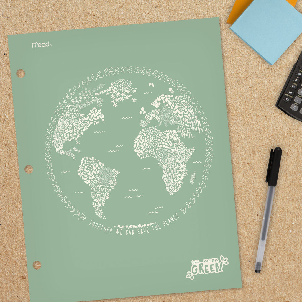 Mead We Mean Green 2-Pocket Paper Folder, 2 Pack, Yellow and Green (331761FB-WMT)