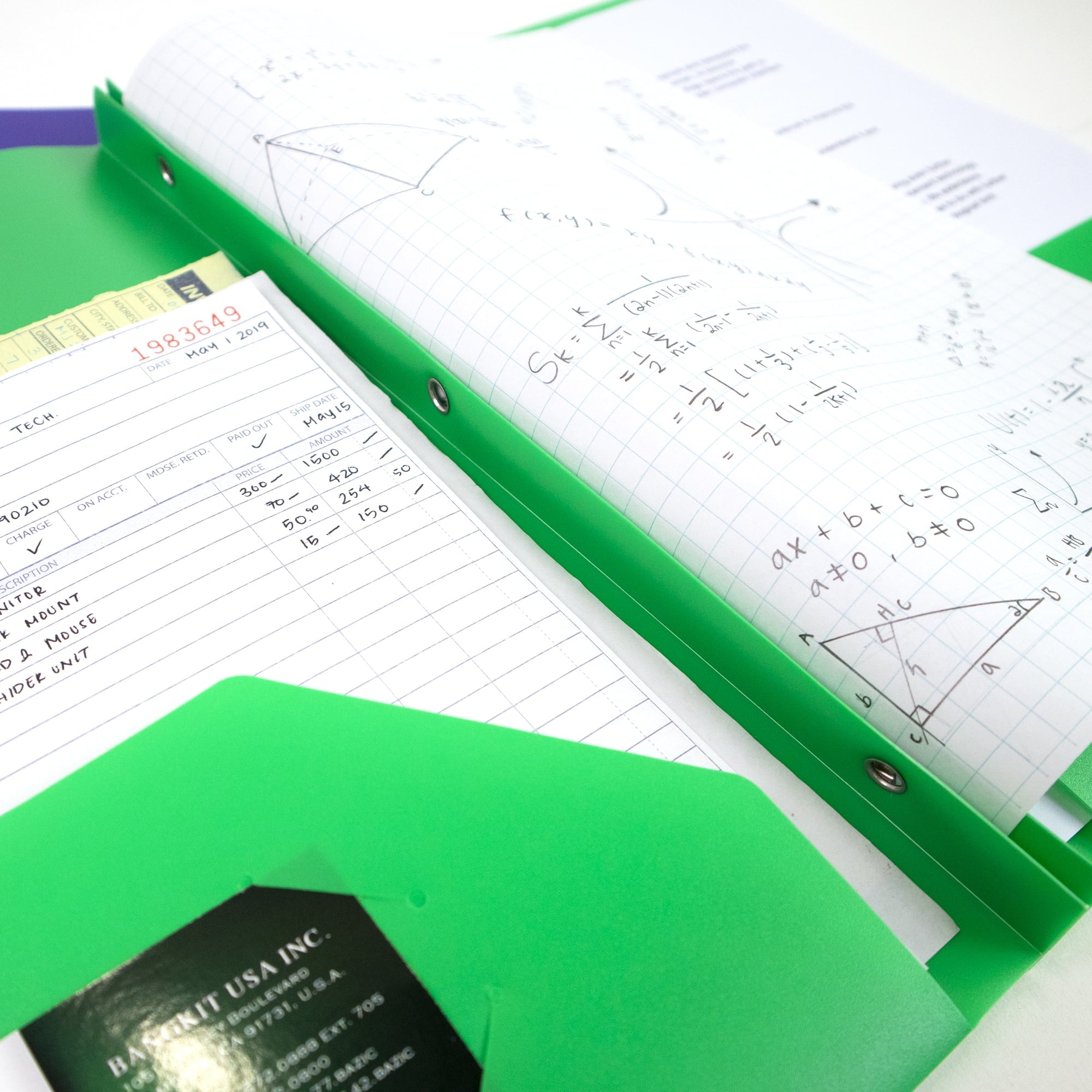 BAZIC 2 Pockets Poly Folder Portfolio, 3 Prong Fastener Clip, 8-Pack