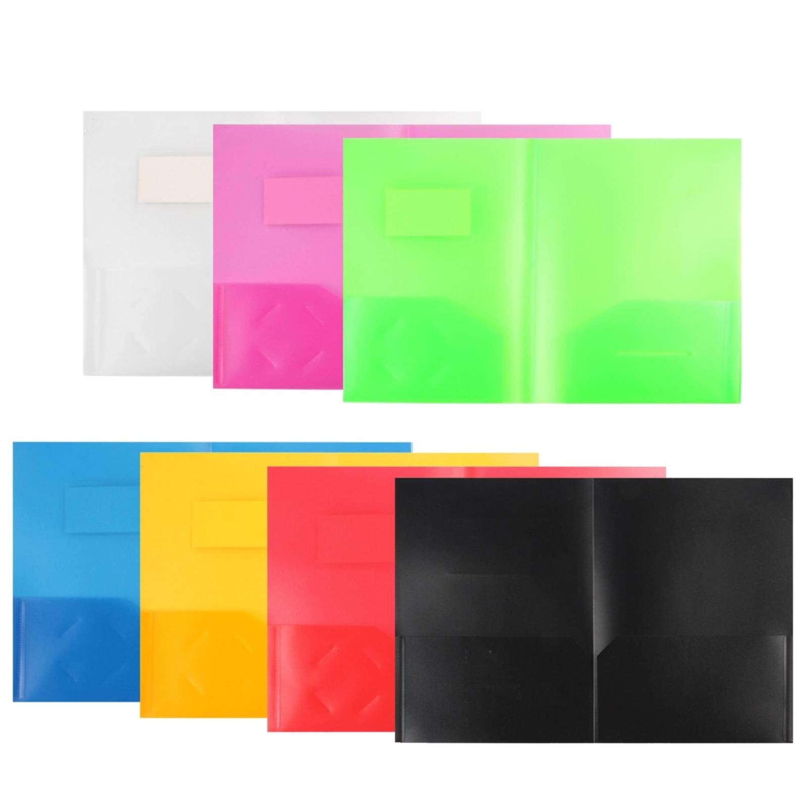 Plastic Folders with Pockets (1 Pack,Black Colors),Durable Heavy Duty File Folders with Slot,2-Pocket Folder for Schoolwork & Office,Letter Size,Vinyl Folders with Pockets,Assorted Fashion Colors