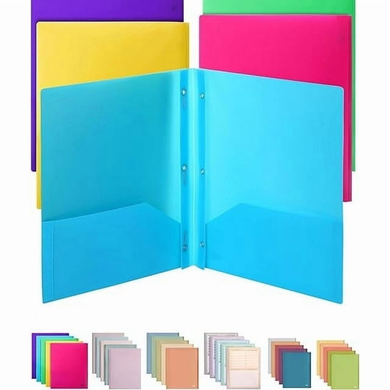 1PC Folders with Pockets and Prong with Fasteners 2 Pocket Folder 3 Prong Folders Plastic Blue