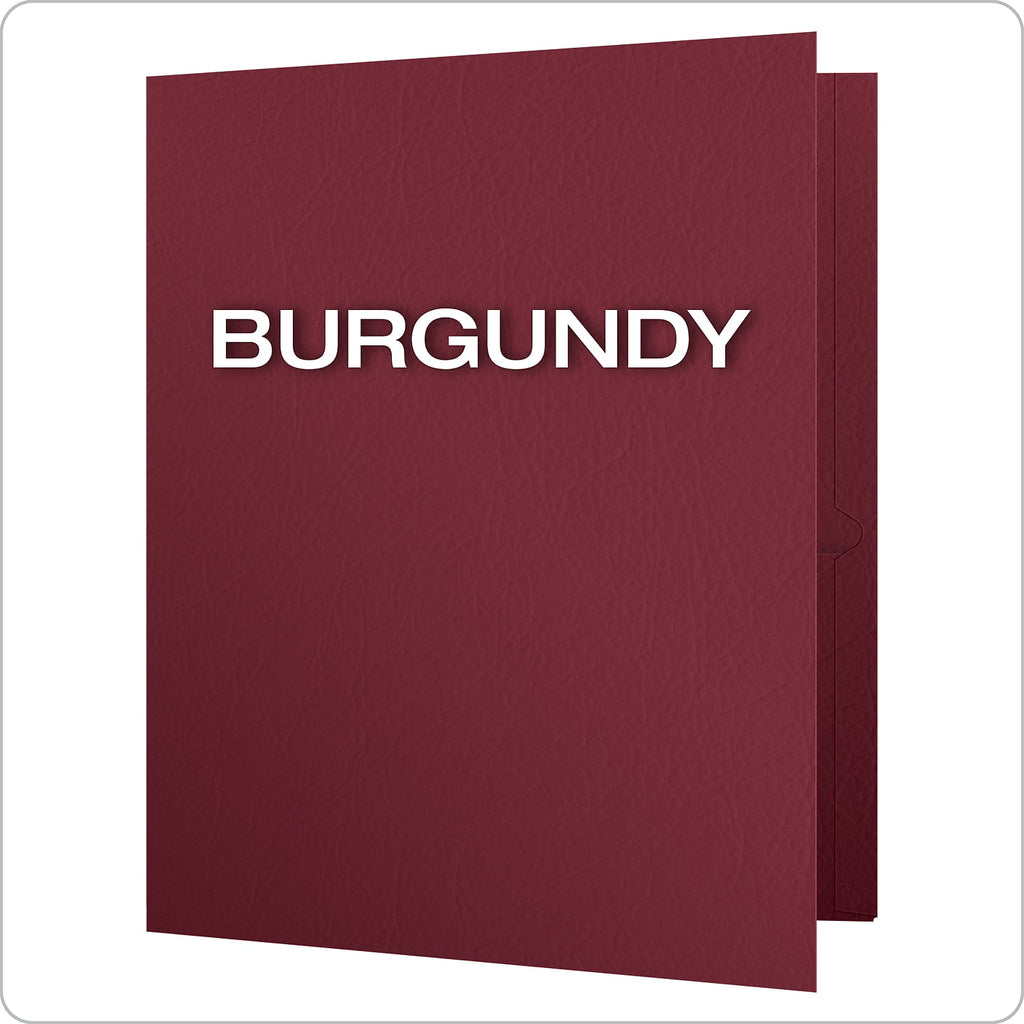 Oxford Twin-Pocket Folder, Embossed Leather Grain Paper, 0.5" Capacity, 11 x 8.5, Burgundy, 25/Box