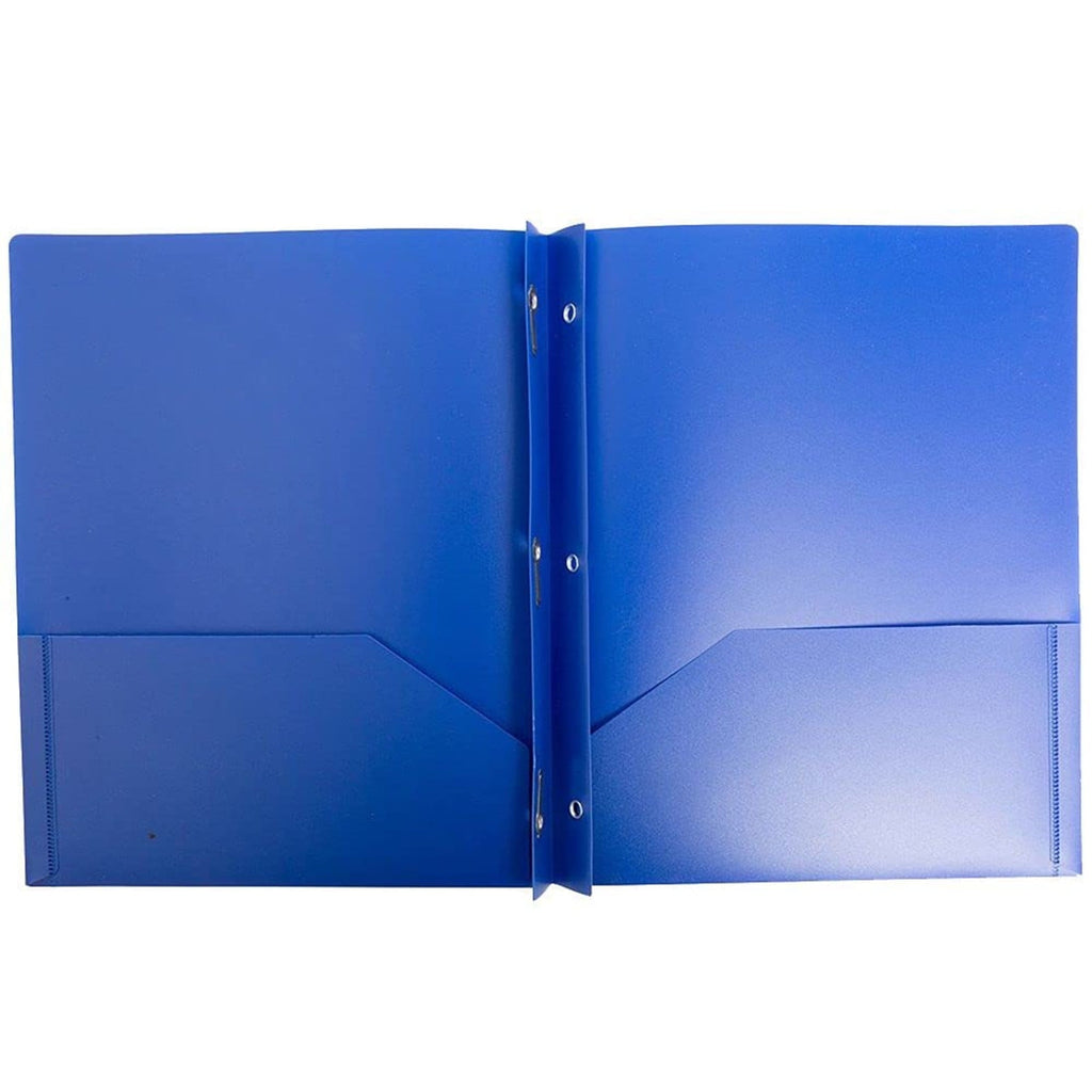 Plastic Folders with Pockets and Prongs Plastic 3 Hole Punched Folder with Two Pockets File Folders with Fasteners Letter Size for Office and Classroom Use