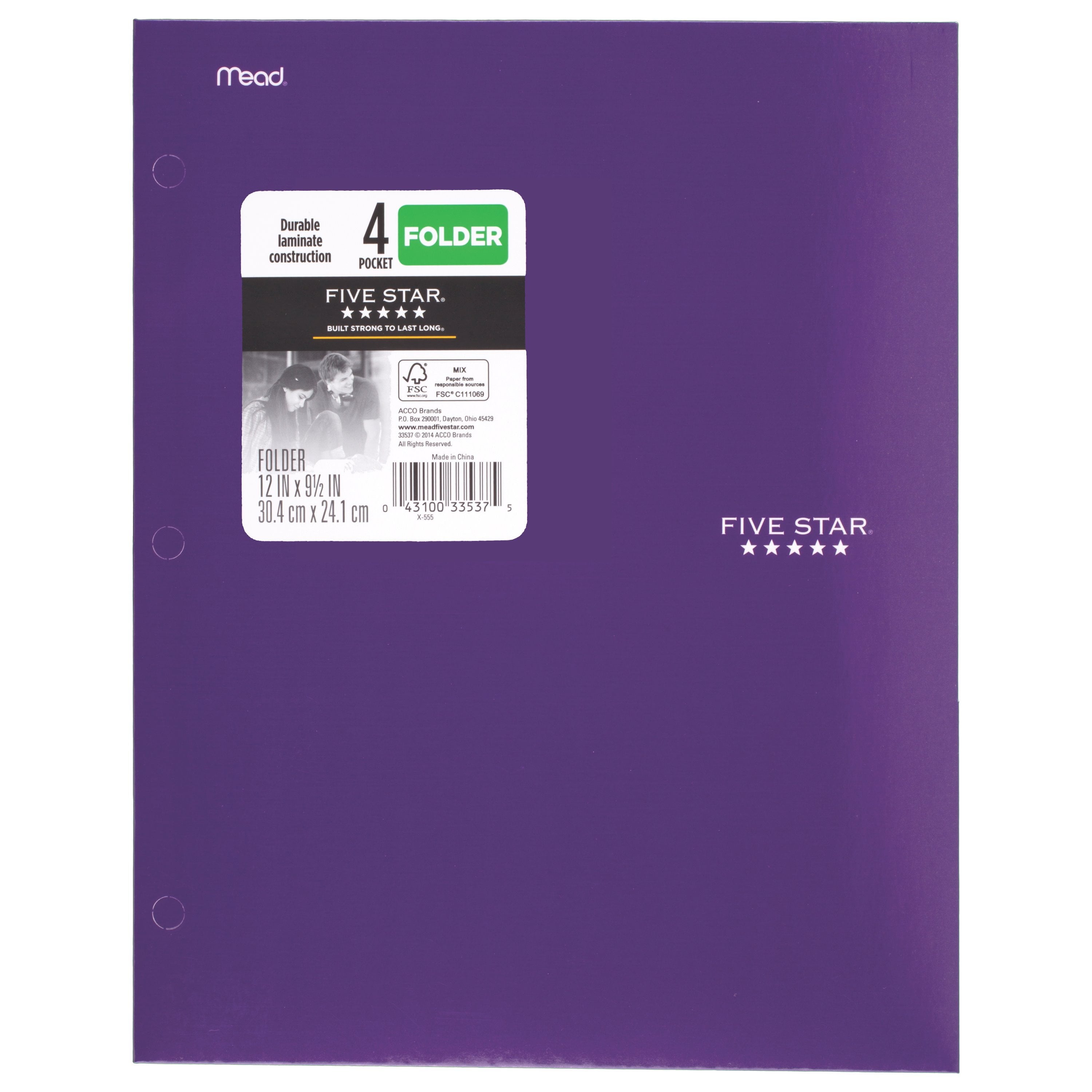 Five Star 4-Pocket Paper Folder, Royal Purple (33537)