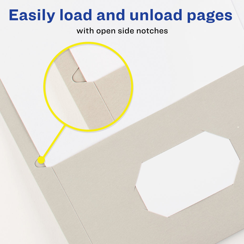 Two Pocket Folders, Holds up to 40 Sheets, 25 Gray Folders (47990)