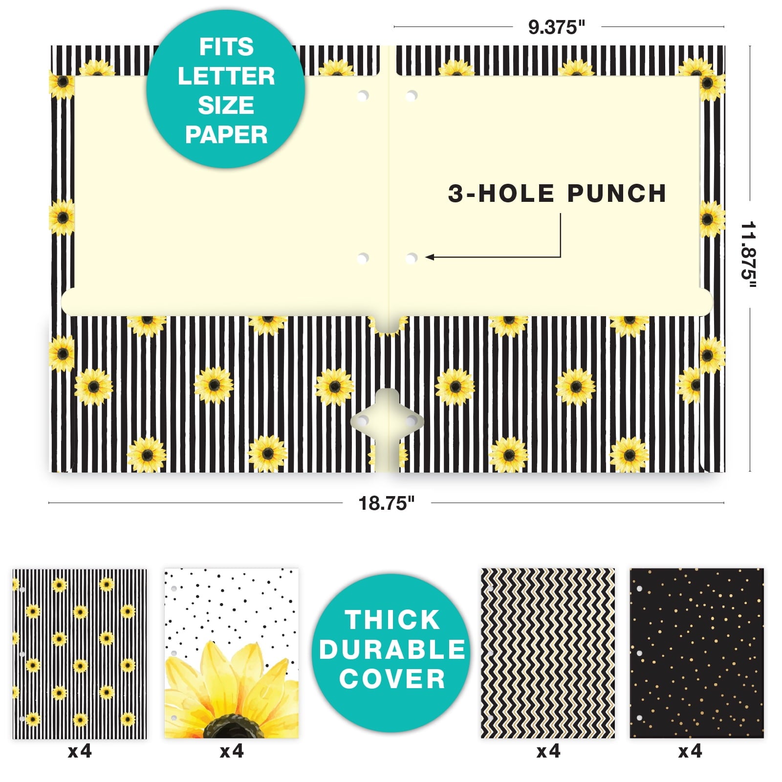 16 Pack Pocket Folders - Sunflower