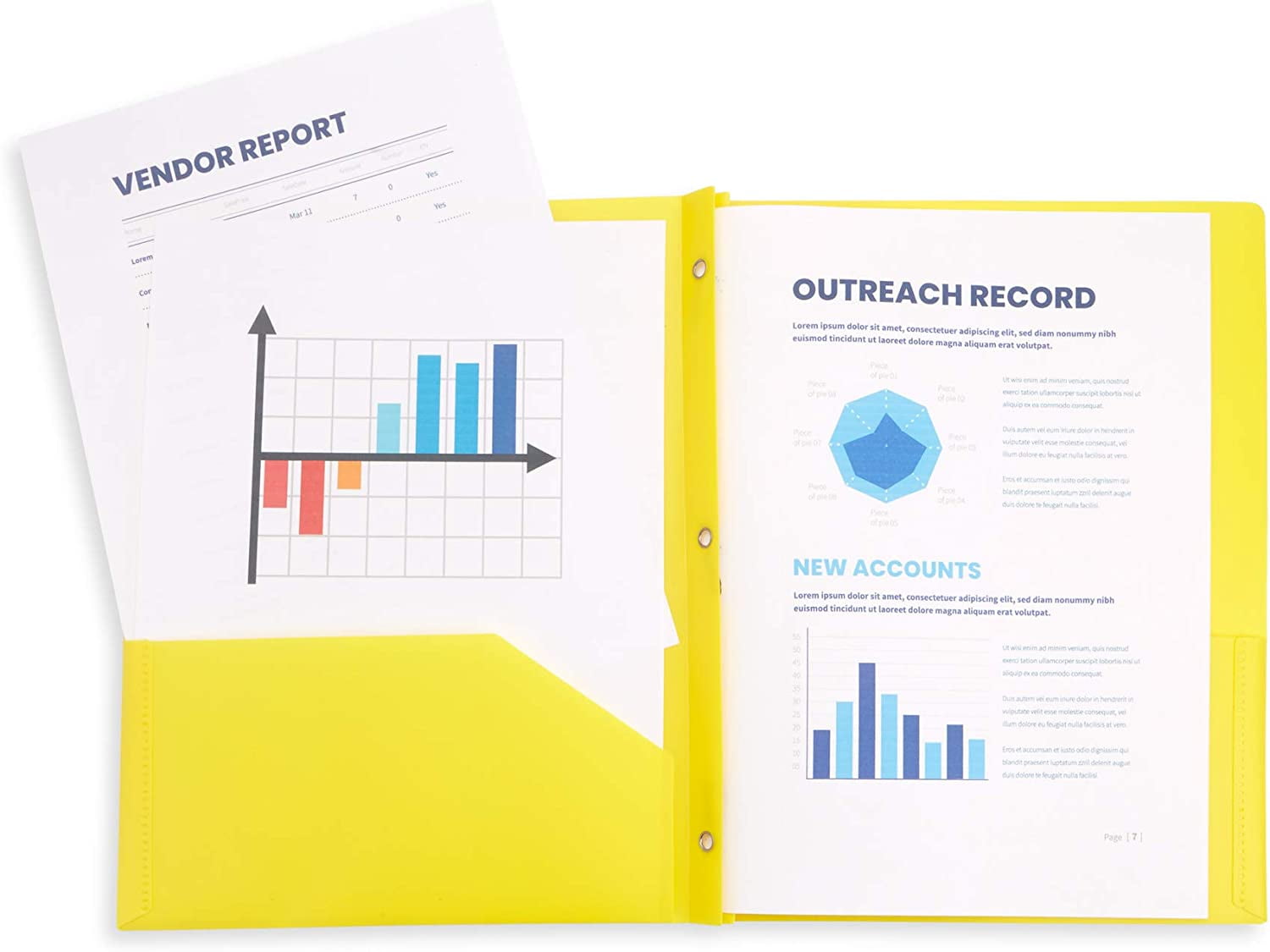 M·SOUTGONE 6 Pack Multicolor Plastic Folders with 3 Prongs, Ideal for School, College, Home, and Office