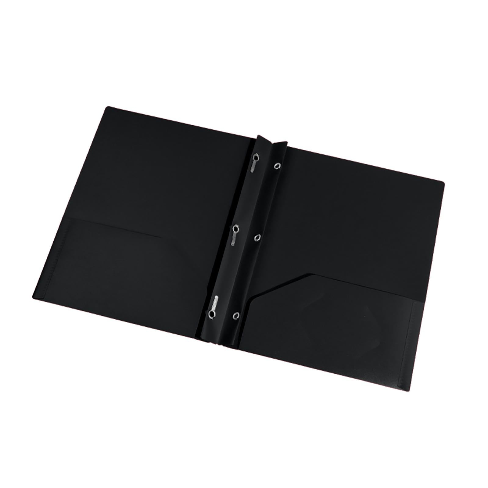 Folders with Pockets, Punch Prong Fasteners, Letter Size,Plastic 2 Pocket Folders, 2 Pockets Folder and 3 Hole for , Home, and Office, 5 Assorted Colors(Black)