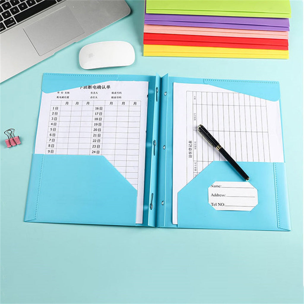 Heavy Duty Plastic Folder, Pocket Folder with brads, Letter Size Poly File, Plastic Folders with 3 Prongs Fasteners - Light Red