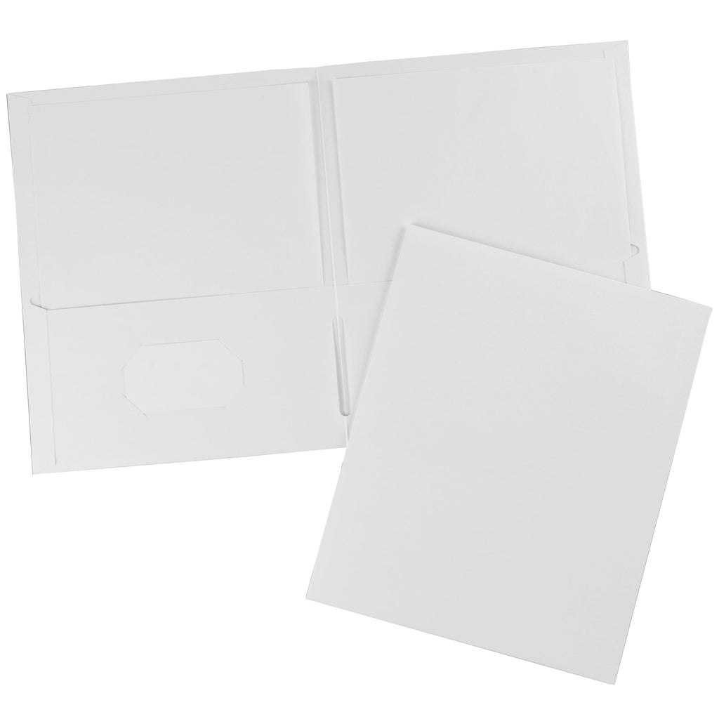 Two Pocket Folders, Holds up to 40 Sheets, 25 White Folders (47991)
