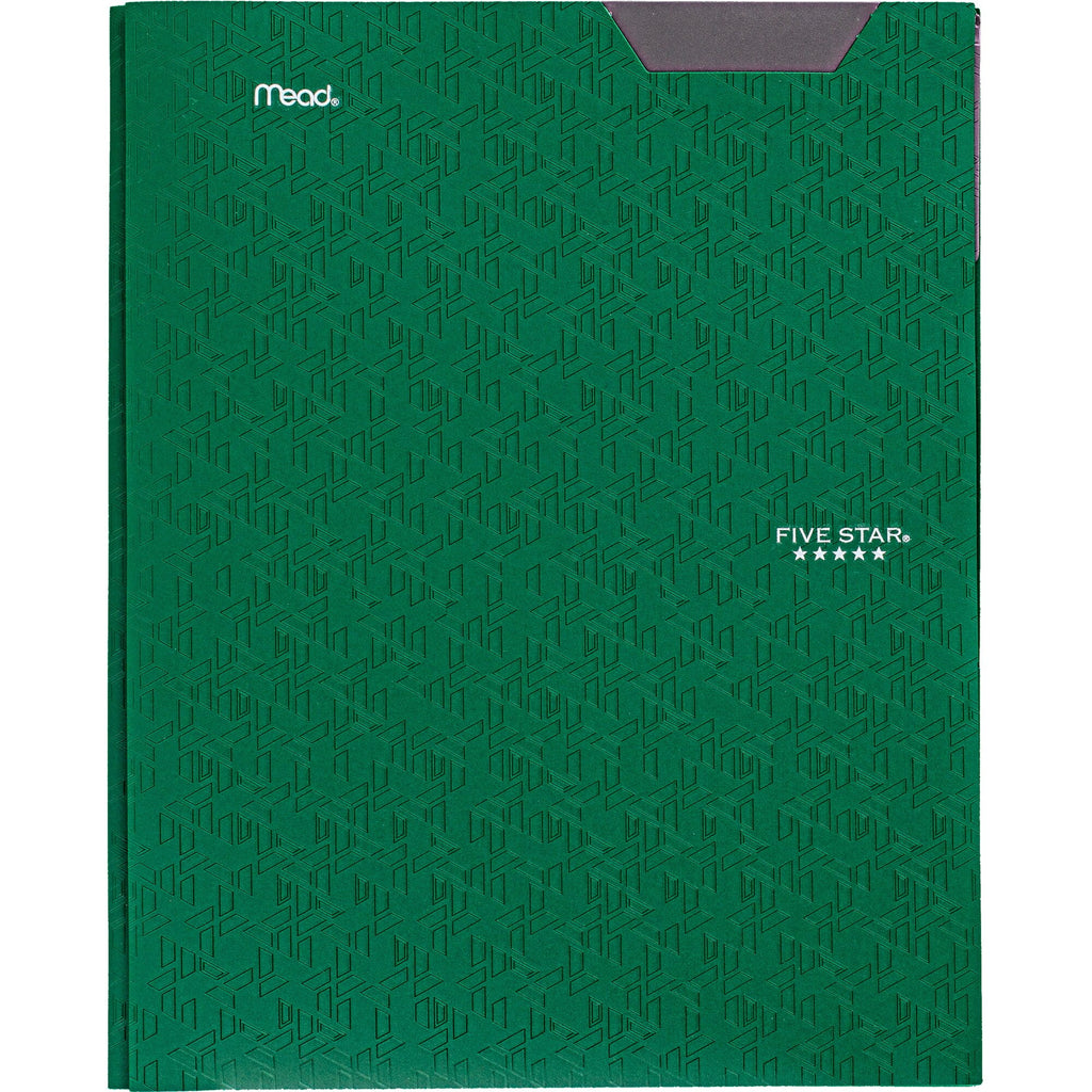 Five Star Stay-Put Plastic Pocket and Prong Folder Forest Green - Pocket And