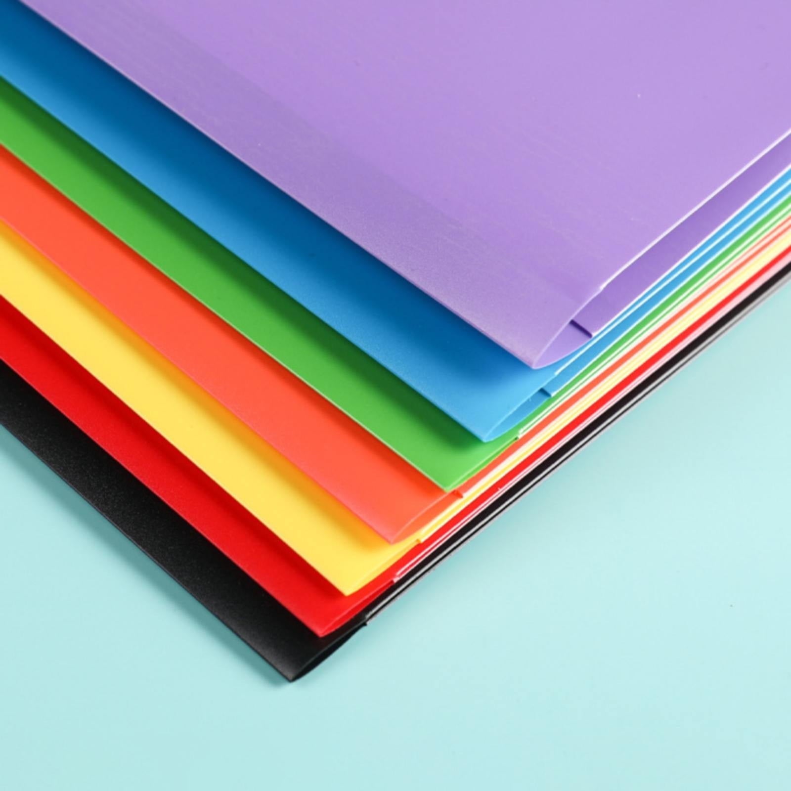 ZXNWN 2-Pocket Paper Folder, Plastic Folders, Black Plastic Poly Folders with Prongs for School Office, Letter Size