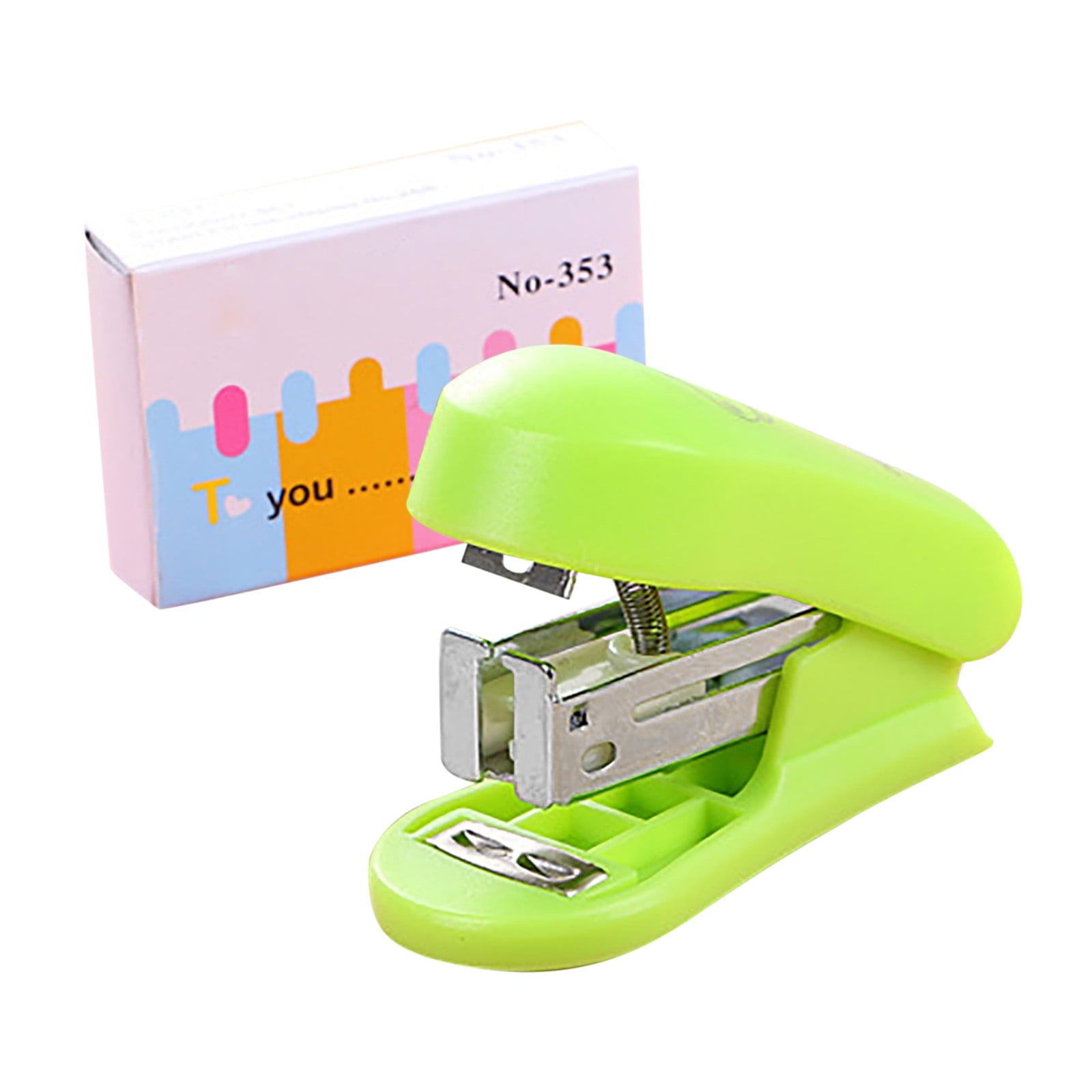 Hxoliqit,Black Chenille Stems Mini Small Stapler Useful Staples Set Office Binding,Green