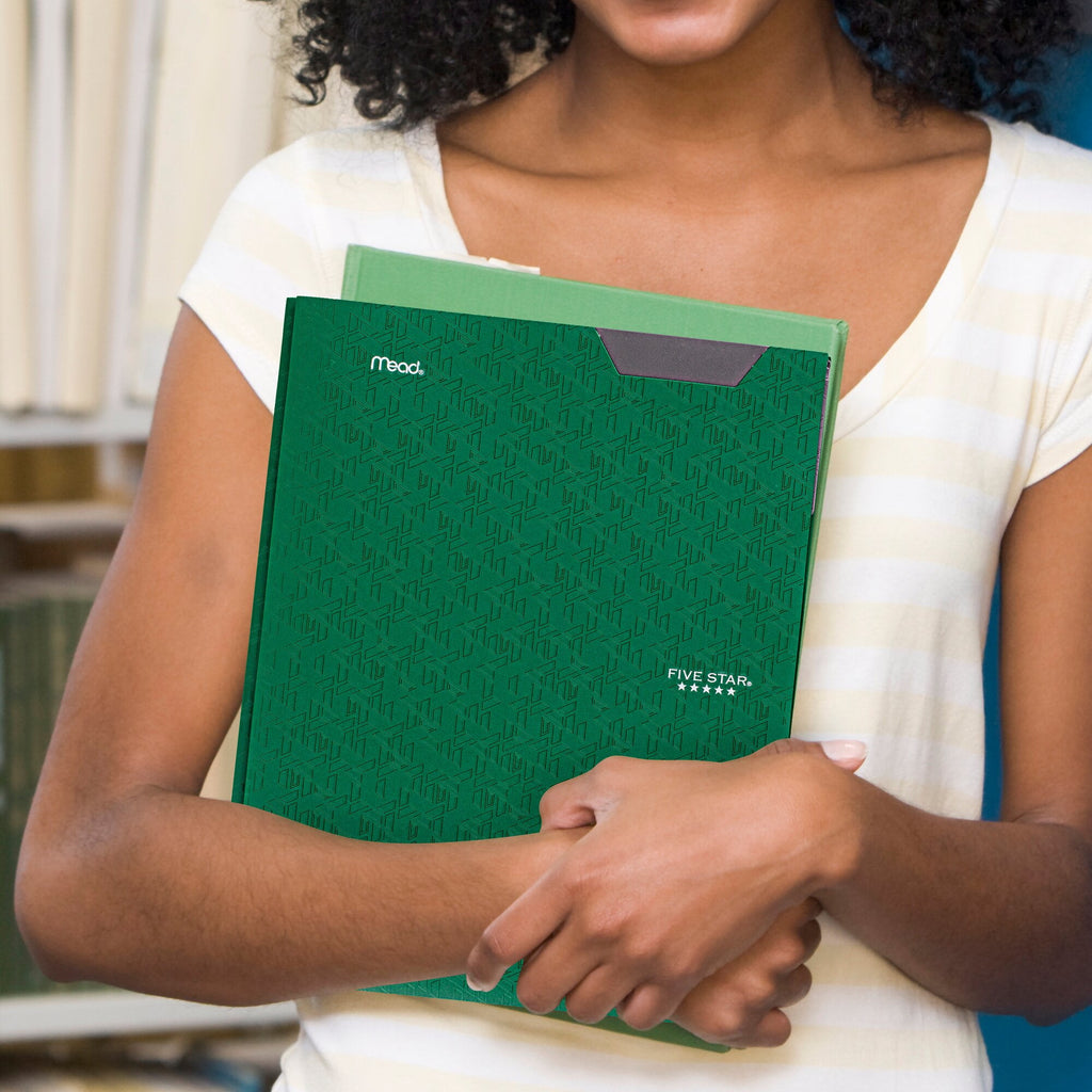 Five Star Stay-Put Plastic Pocket and Prong Folder Forest Green - Pocket And