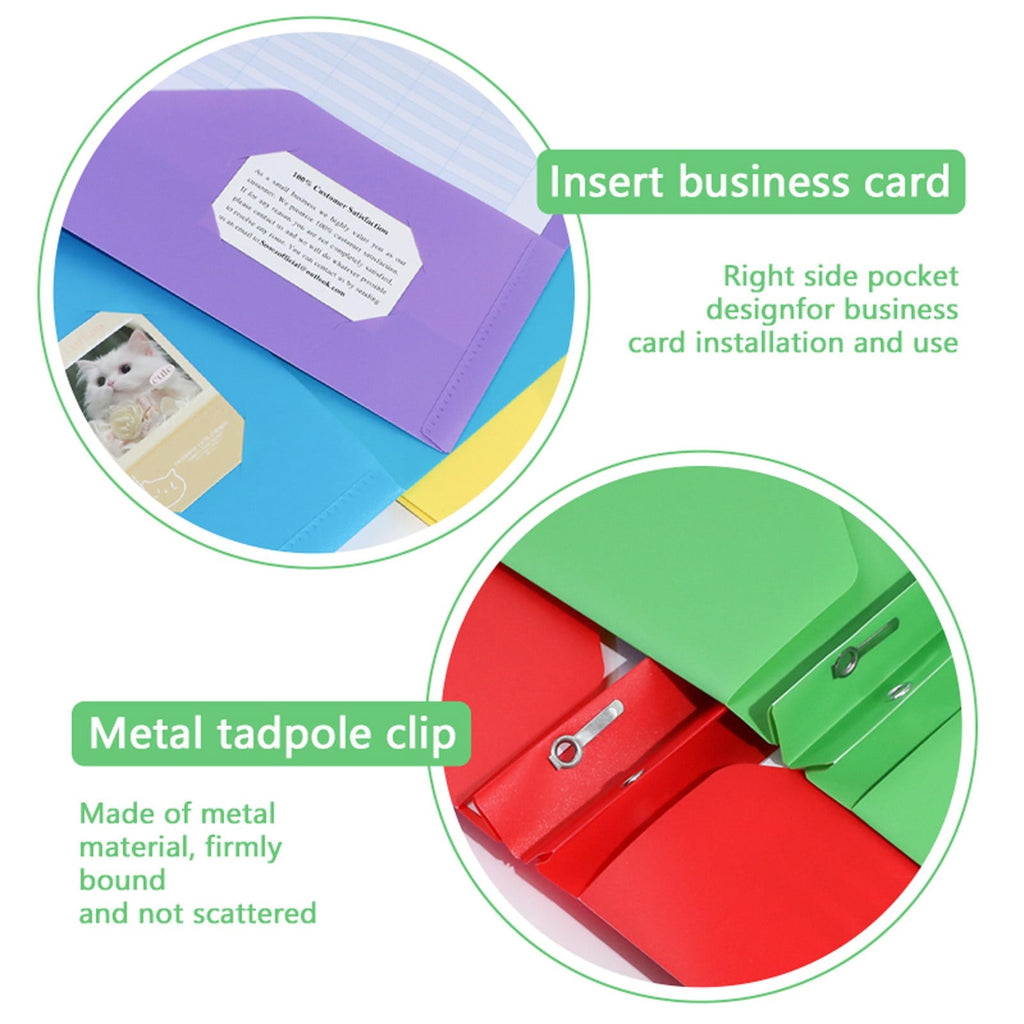 Plastic Folders with Pockets No Prongs Heavy Duty Plastic Two Pocket Folders Standard Letter Paper Folder 2 Business Card Folders Plastic Folders Green(Black)