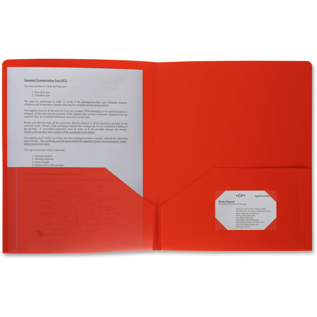 Business Source, BSN20881, 2-pocket Poly Portfolio, 1 Each, Red