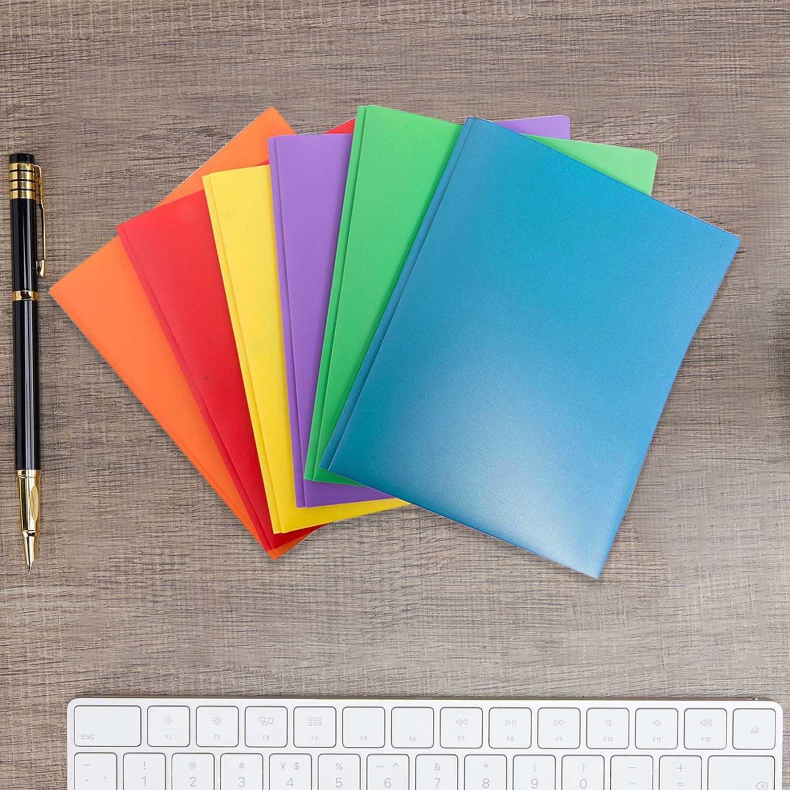 DJJGXAN Two Pocket Plastic Folders with Pockets (1 Pack), Durable Heavy Duty File Folders with Business Card Slot, 2-Pocket Folder for Office, Letter Size, Back to School (Blue)