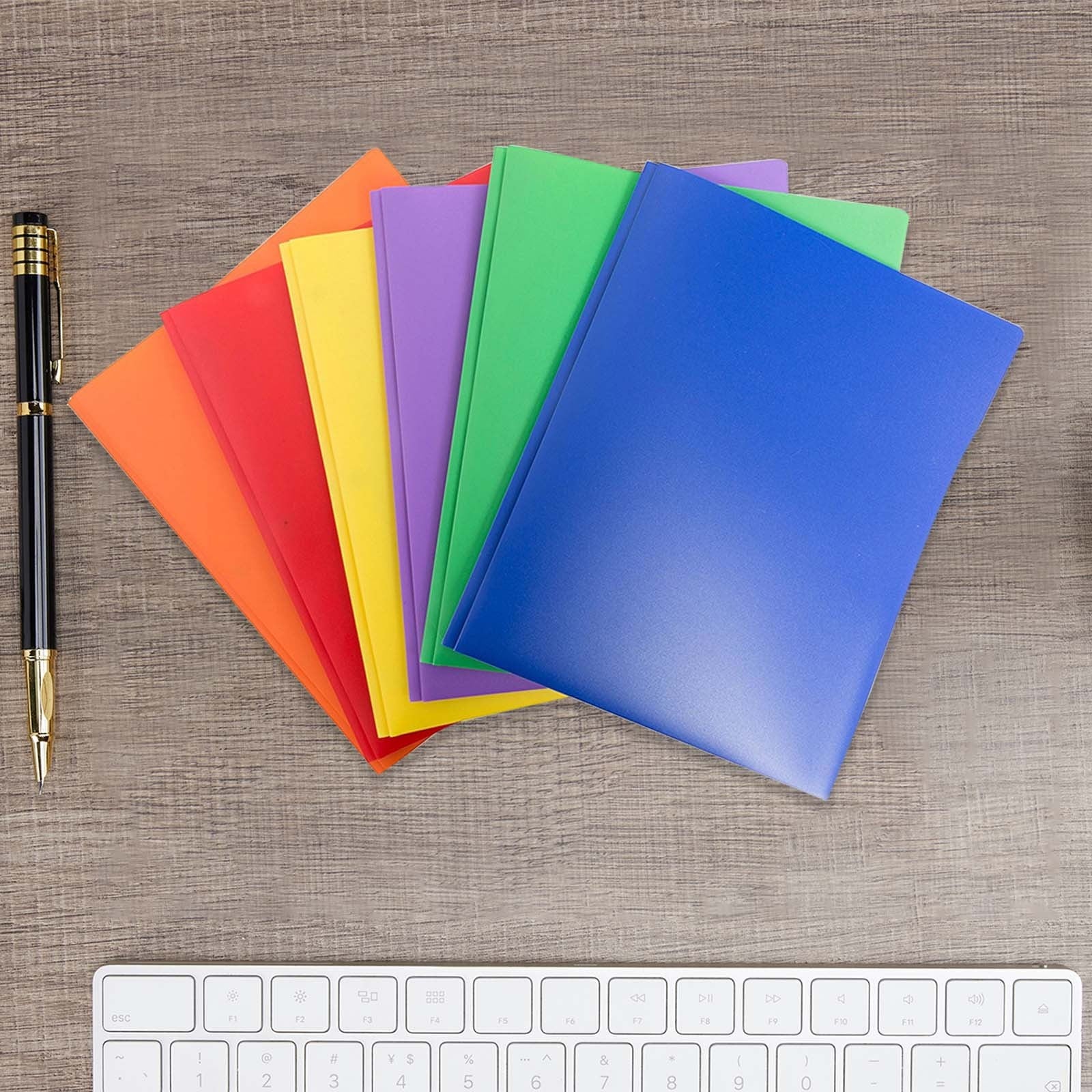 DJJGXAN Two Pocket Plastic Folders with Pockets (1 Pack), Durable Heavy Duty File Folders with Business Card Slot, 2-Pocket Folder for Office, Letter Size, Back to School (Blue)