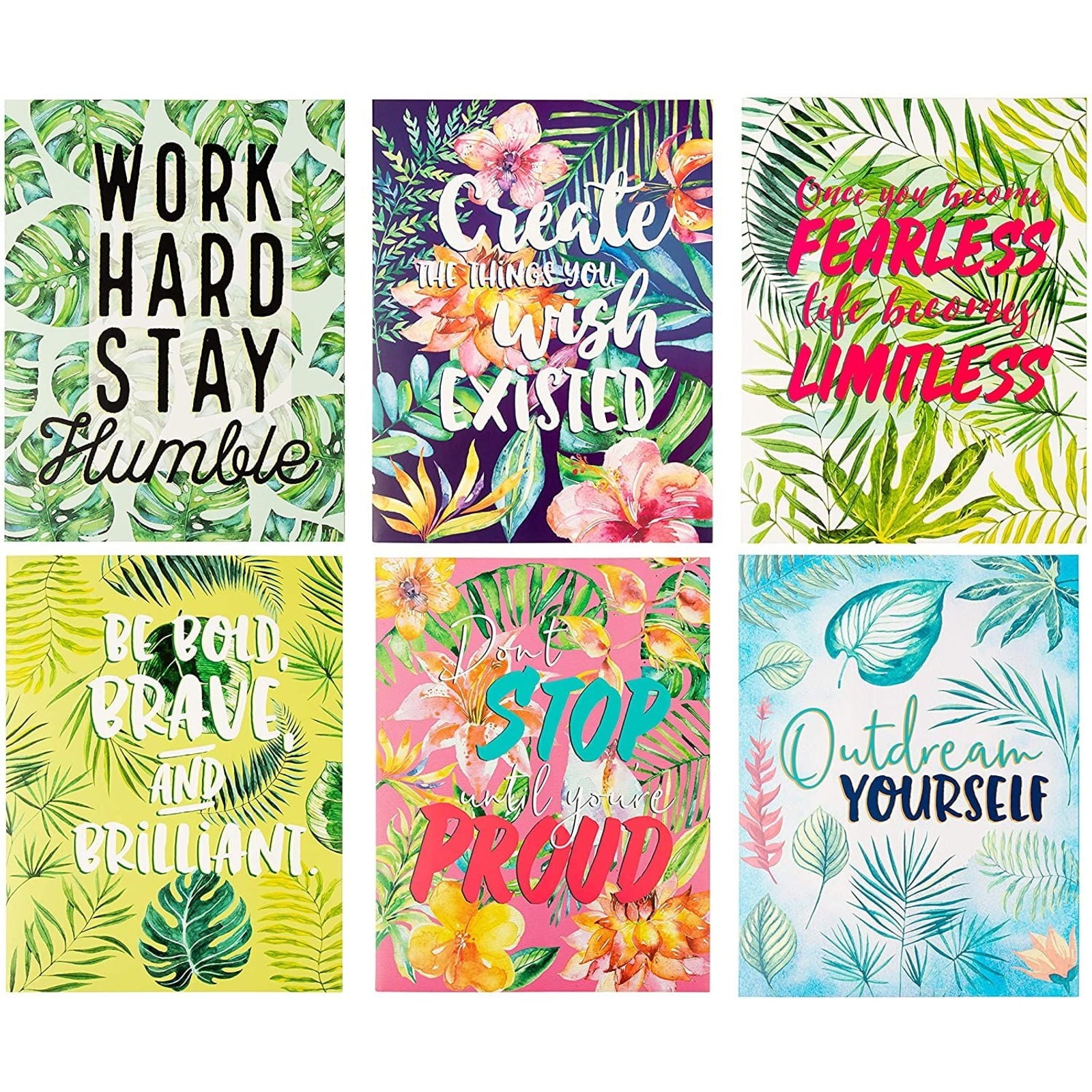 Tropical Pocket Folders with Motivational Quotes (12 x 9.25 In, 12 Pack)