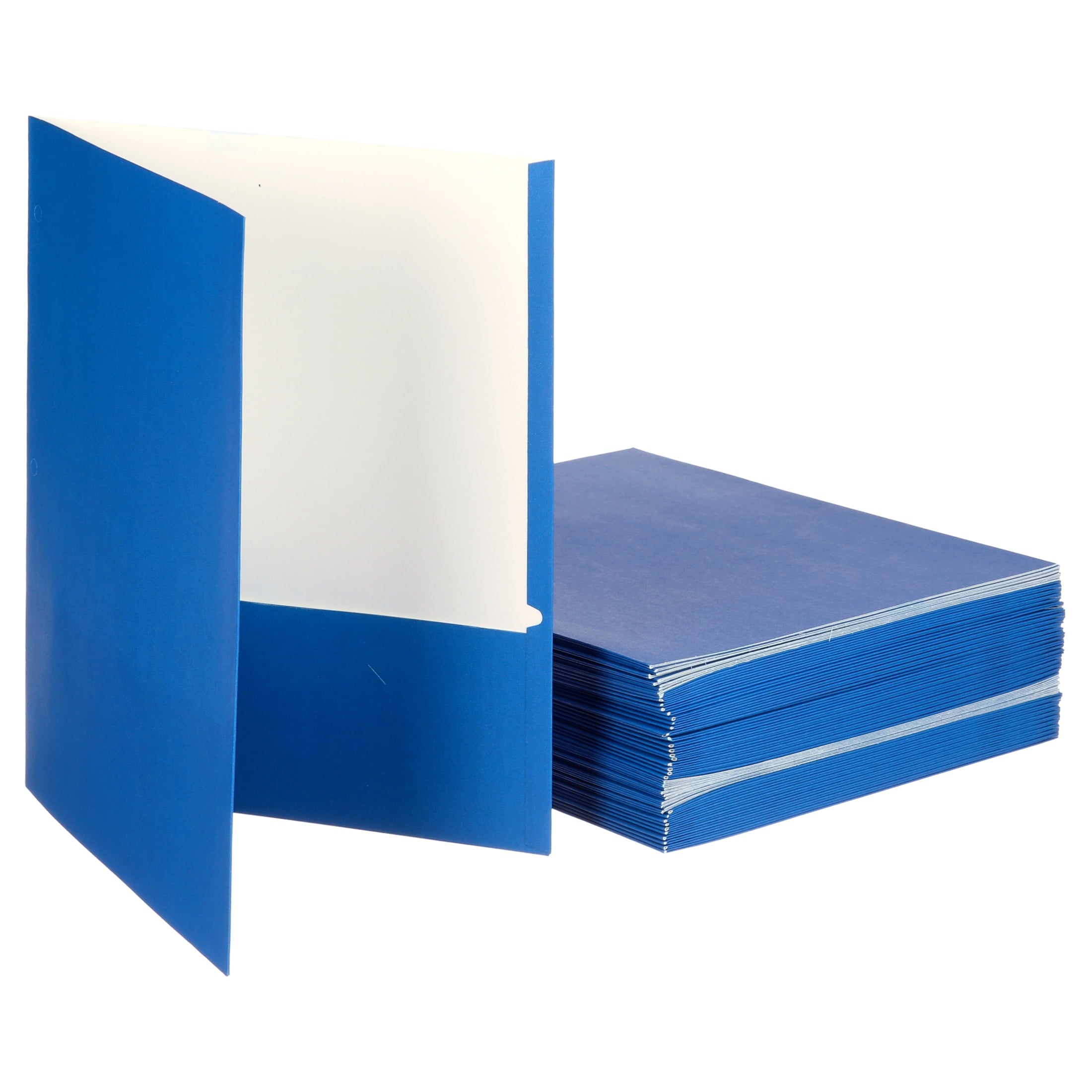 Two Pocket Portfolio Folders, 50-Pack, Blue, Letter Size Paper Folders, by Better Office Products, 50 Pieces, Blue