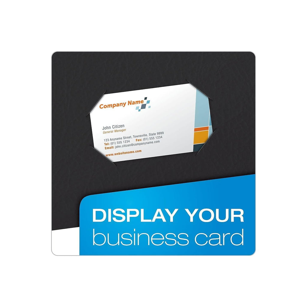 Oxford Twin-Pocket Folder, Embossed Leather Grain Paper, 0.5" Capacity, 11 x 8.5, Black, 25/Box