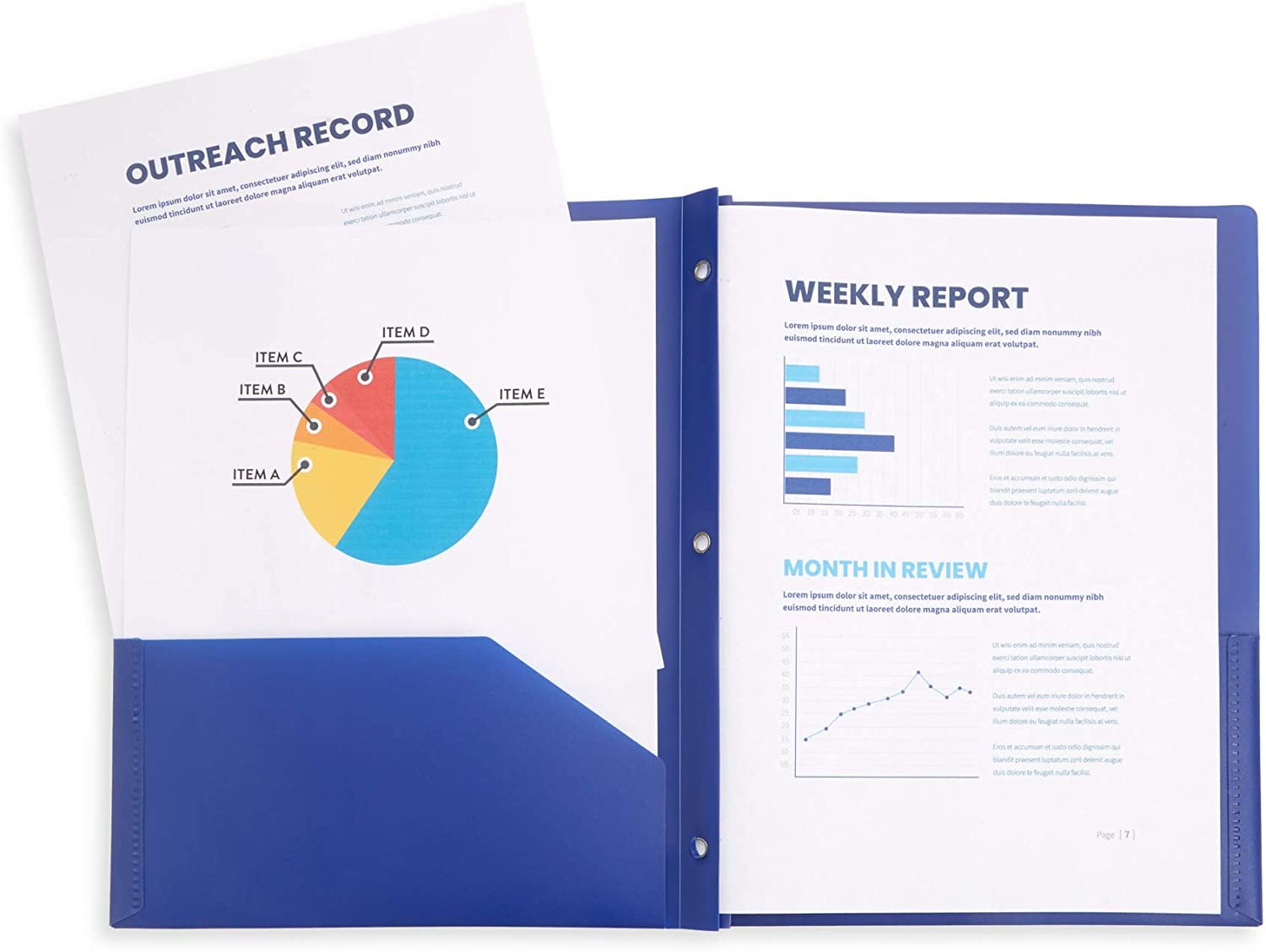 M·SOUTGONE 6 Pack Multicolor Plastic Folders with 3 Prongs, Ideal for School, College, Home, and Office