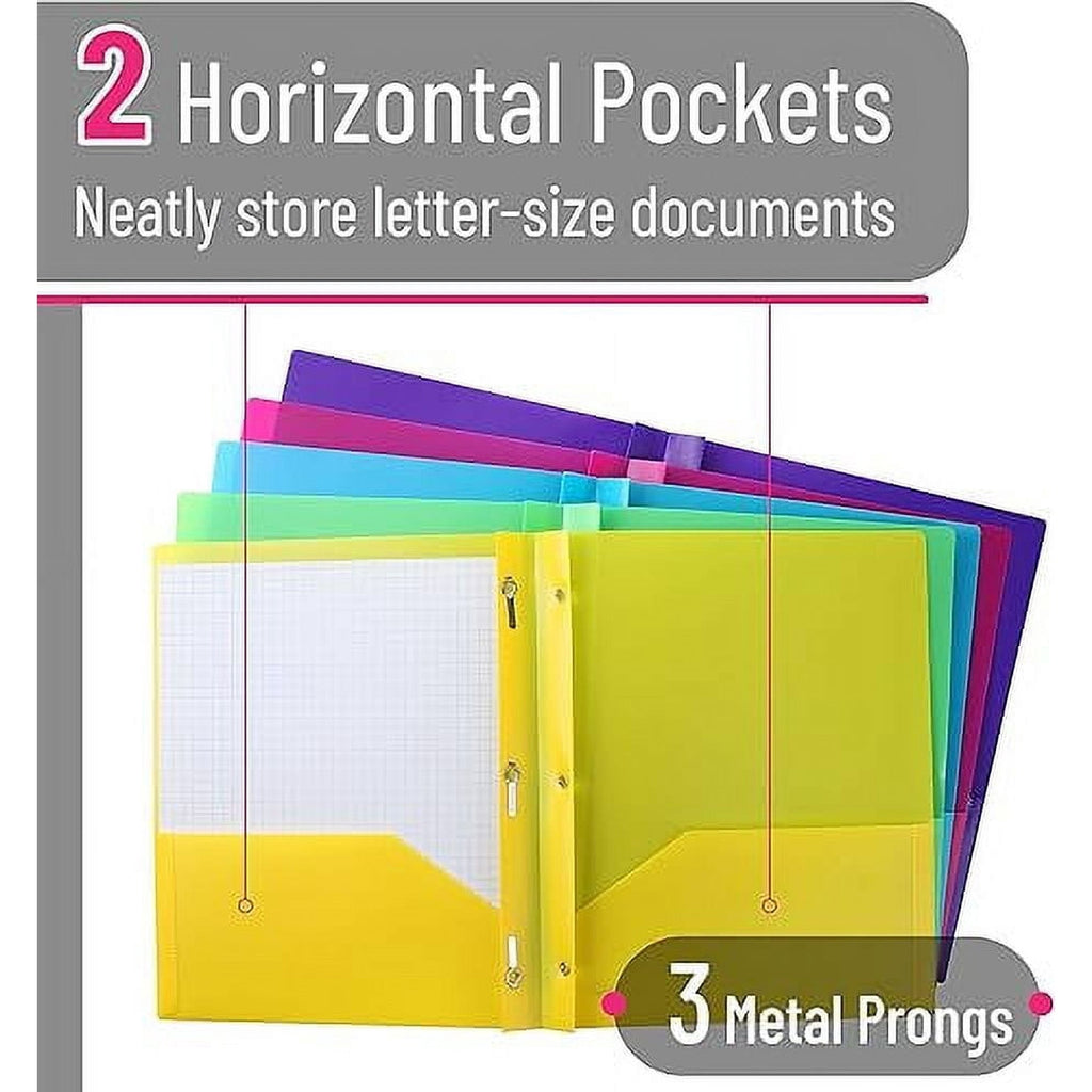 1PC Folders with Pockets and Prong with Fasteners 2 Pocket Folder 3 Prong Folders Plastic Blue