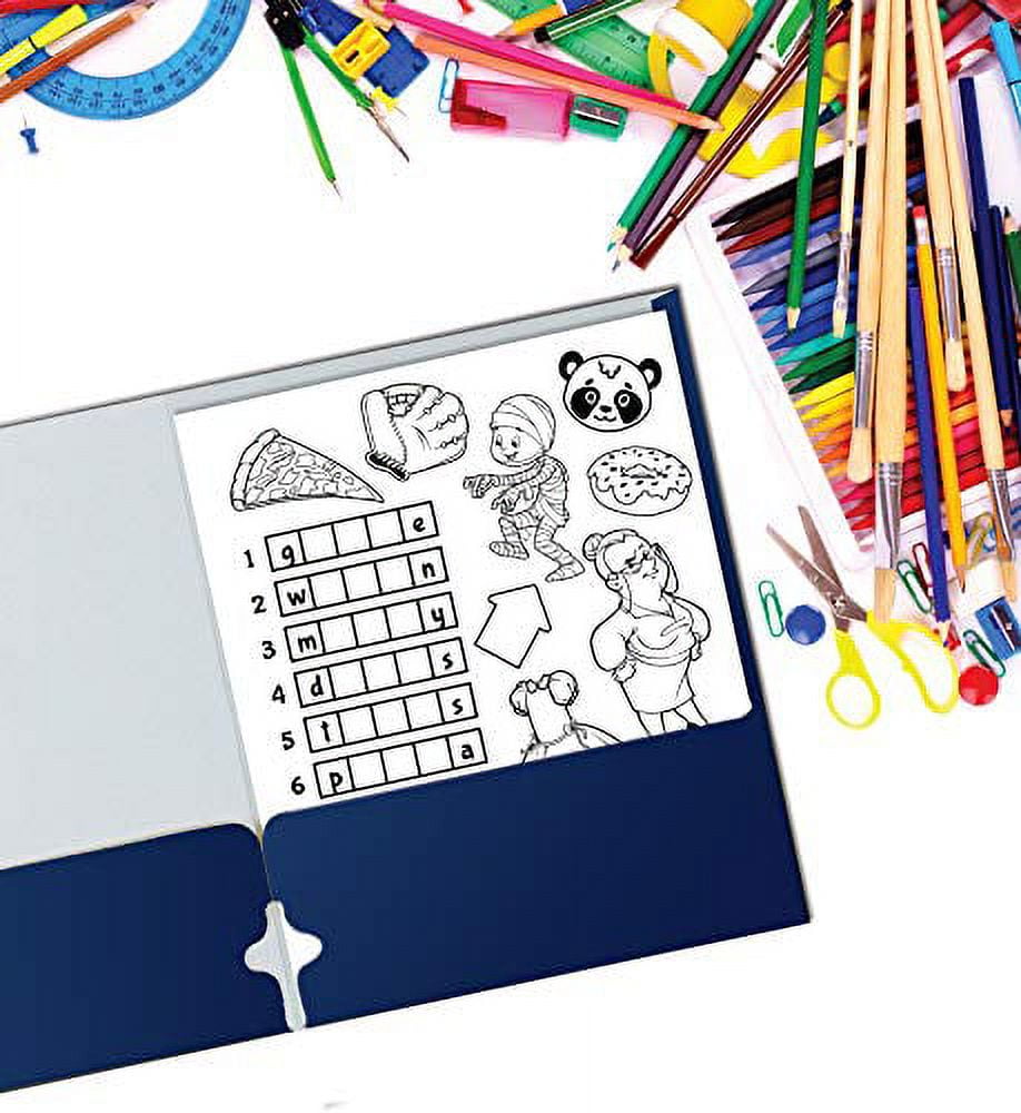 Two Pocket Portfolio Folders, 50-Pack, Blue, Letter Size Paper Folders, by Better Office Products, 50 Pieces, Blue