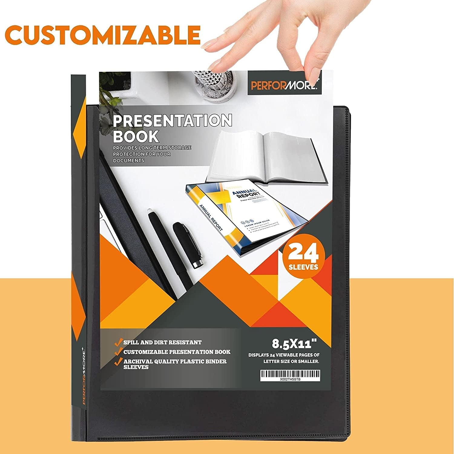 2 Pack of Presentation Folder, 24 Pocket Presentation Display Book (Black) with Plastic Sleeves