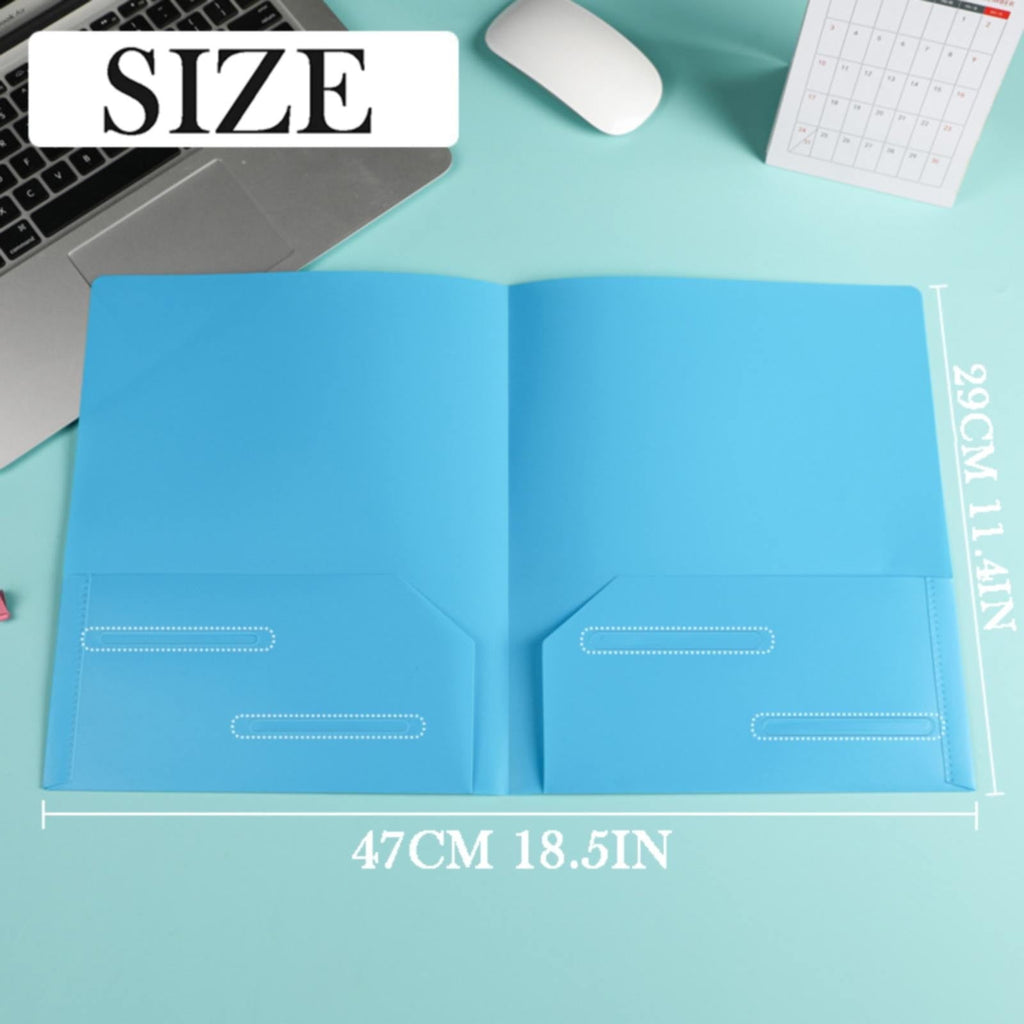 ZXNWN 2-Pocket Paper Folder, Plastic Folders, Black Plastic Poly Folders with Prongs for School Office, Letter Size