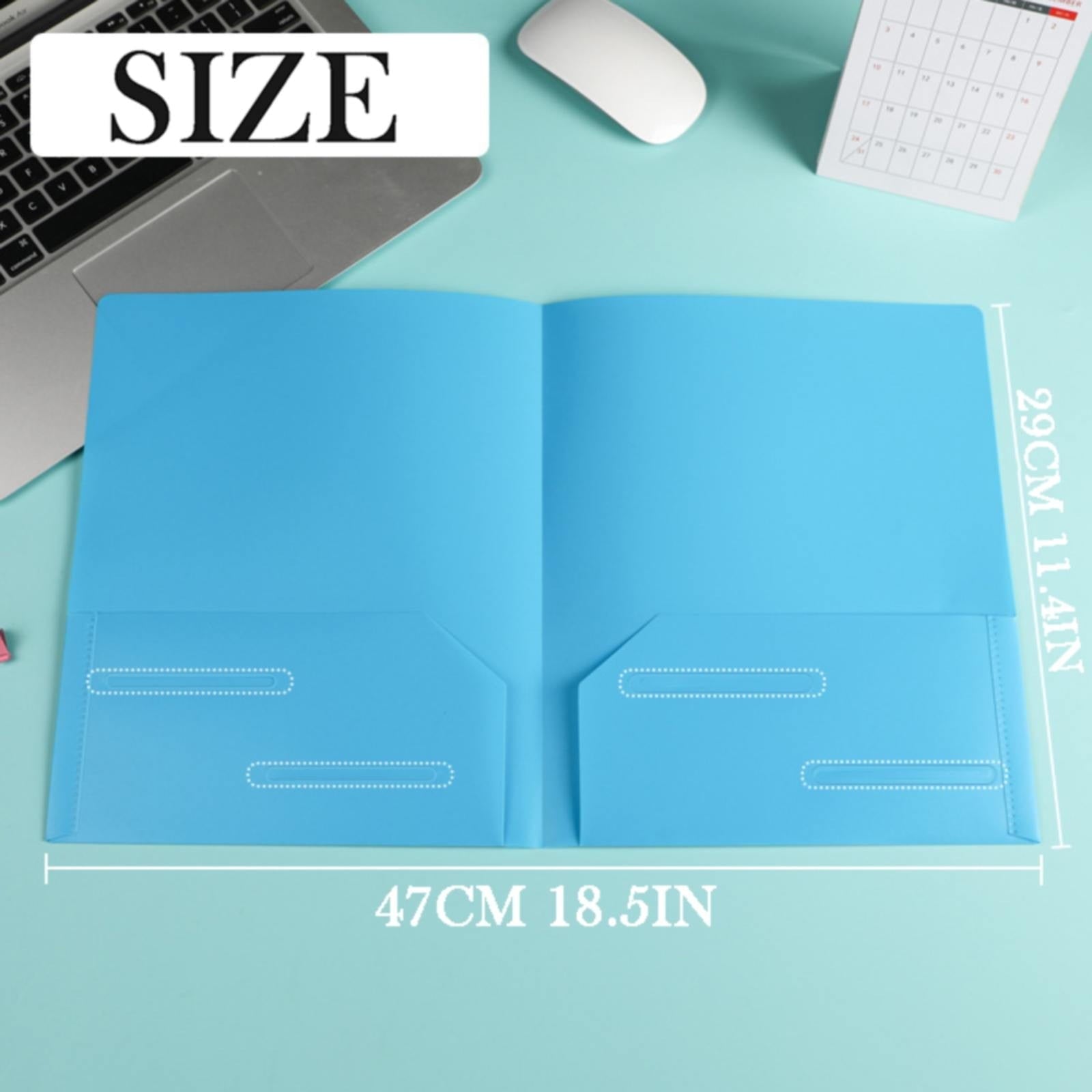 ZXNWN 2-Pocket Paper Folder, Plastic Folders, Black Plastic Poly Folders with Prongs for School Office, Letter Size
