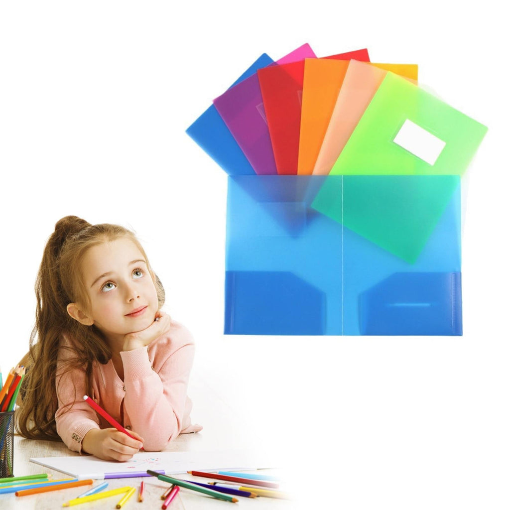 1 Pack Folder with Pockets,Plastic Folders with Pockets,Durable Heavy Duty File Folders with Business Card Slot, 2-Pocket Folder for Home and Office,Letter Size(Clear)