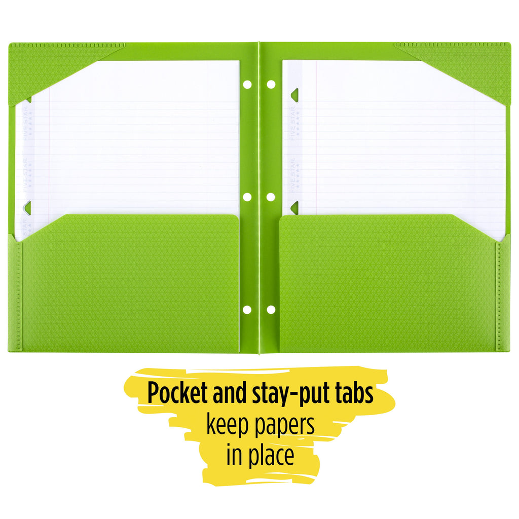 Five Star 2-Pocket Stay-Put Plastic Folder Primary 4 Pack (38049)