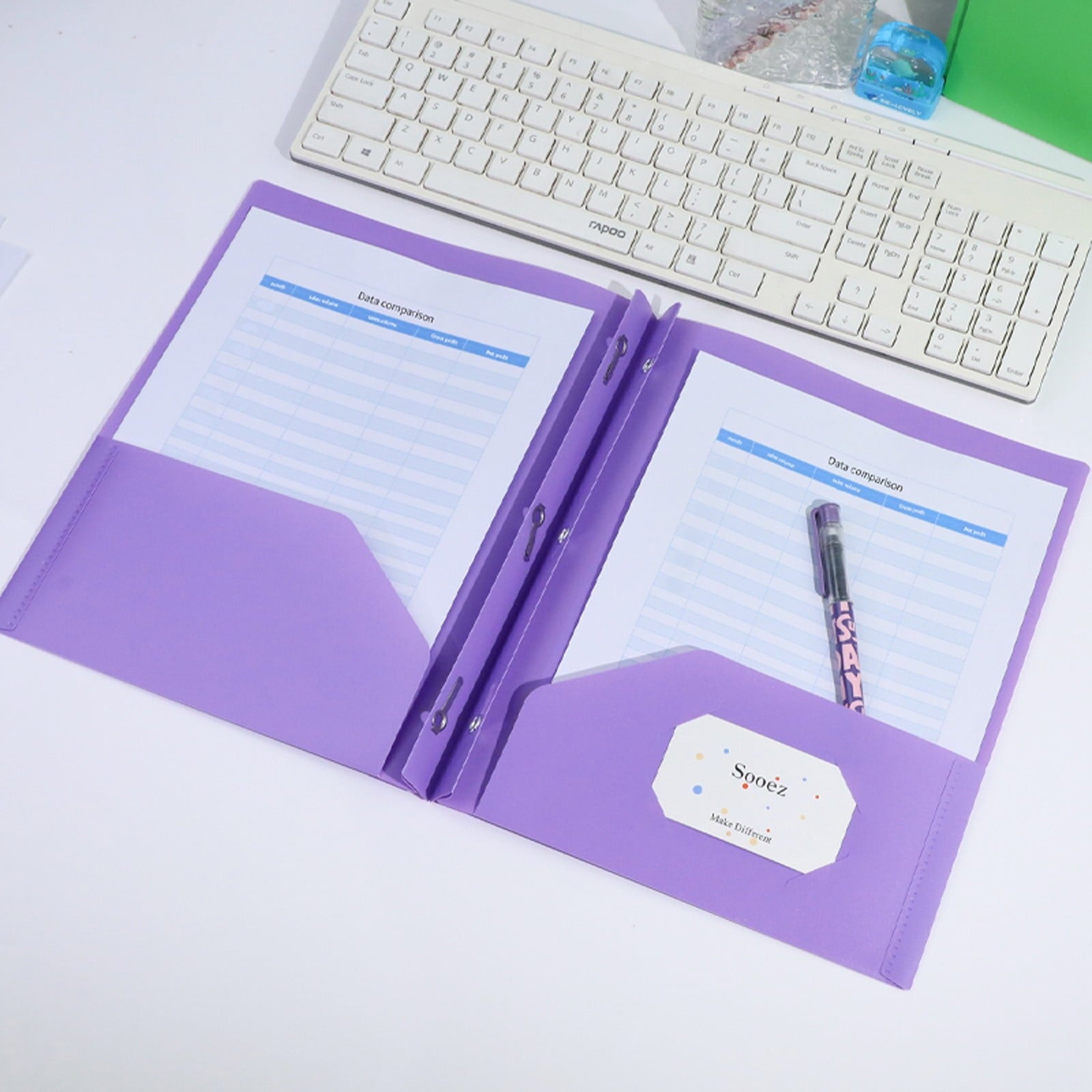 Plastic Folders with Pockets No Prongs Heavy Duty Plastic Two Pocket Folders Standard Letter Paper Folder 2 Business Card Folders Plastic Folders Green(Black)