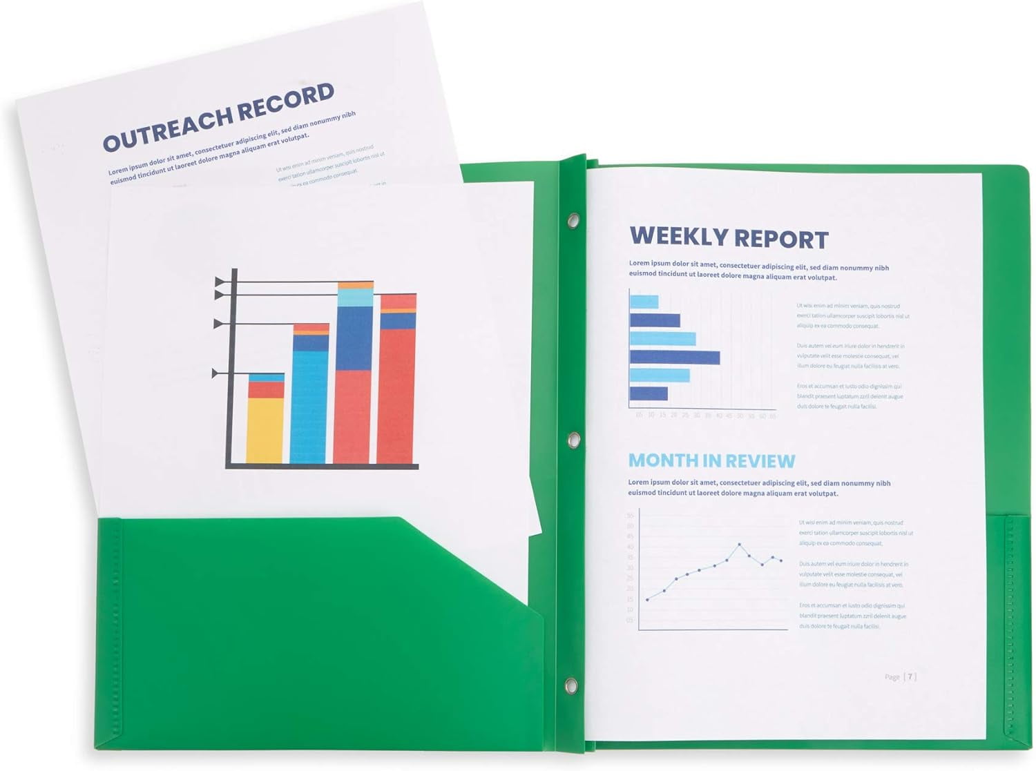 M·SOUTGONE 6 Pack Multicolor Plastic Folders with 3 Prongs, Ideal for School, College, Home, and Office