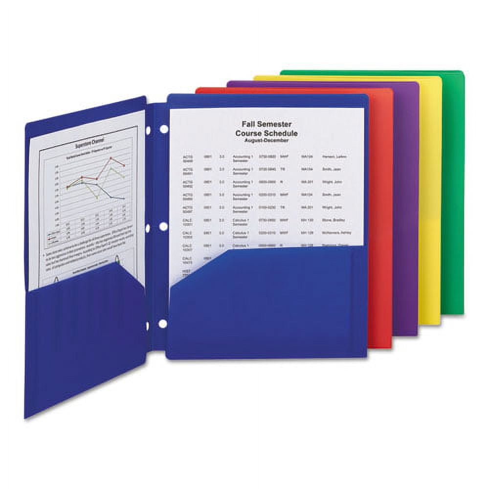 Poly Snap-In Two-Pocket Folder, 50-Sheet Capacity, 11 X 8.5, Assorted, 10/pack | Bundle of 2 Packs
